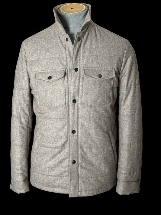 Men’s Barrington & Ayre Quilted Car Coat 38” VBC Flannel Wool Grey RRP £795