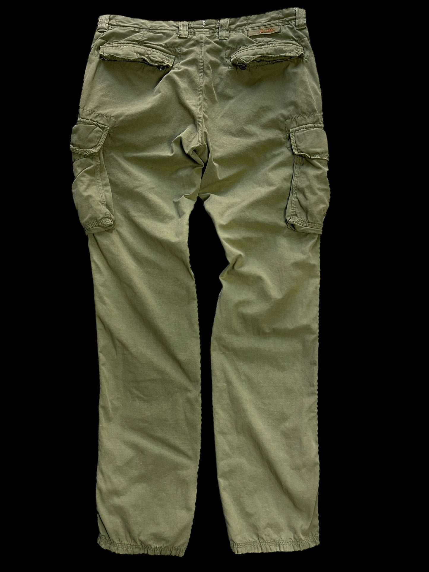 Incotex Slacks Cargo Trousers 34” Khaki Green Cotton Linen