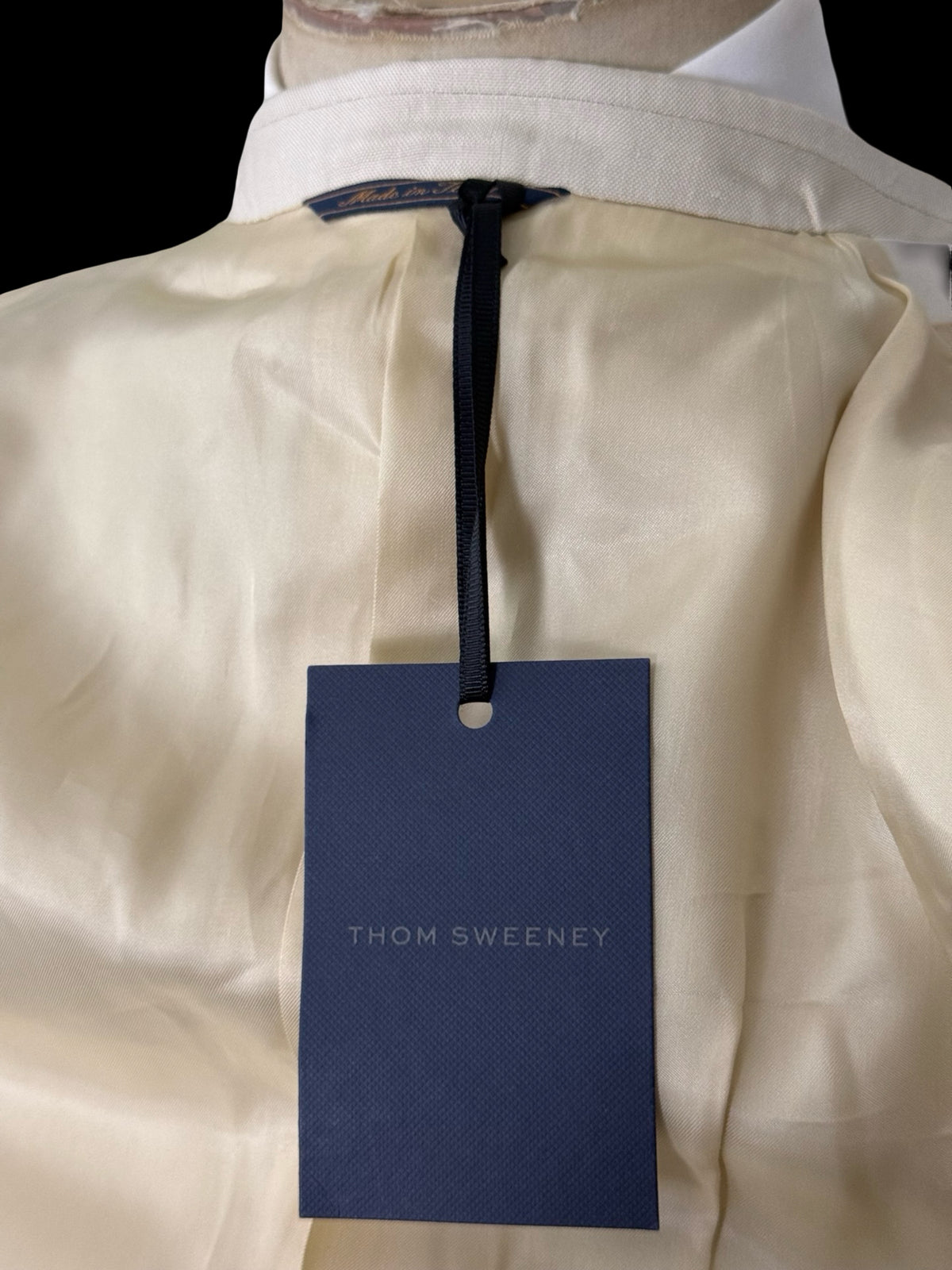 BNWT Thom Sweeney Cream Pure Silk Double Breasted Tuxedo Jacket 36R RRP £1375