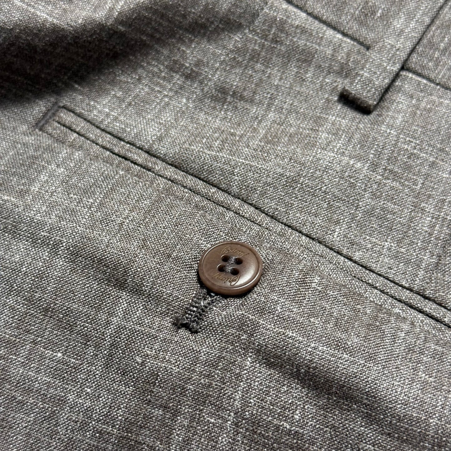 NEW Men’s Brioni Megeve Slim Wool Silk Linen Suit Trousers 58 UK40” Brown