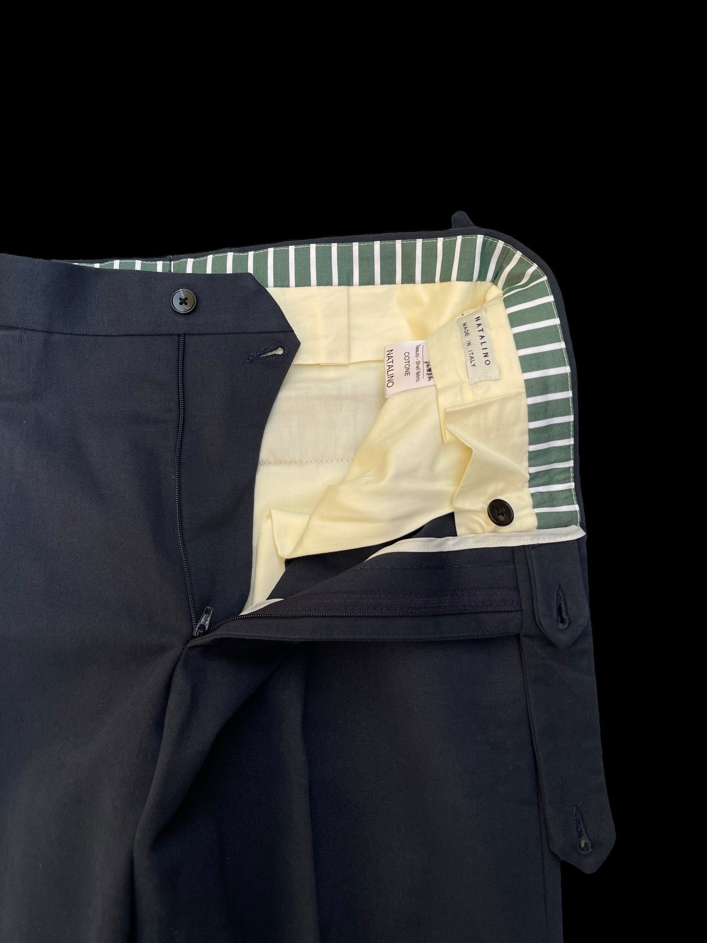 Natalino Single Pleat Trousers 32S Brushed Cotton Navy RRP £140