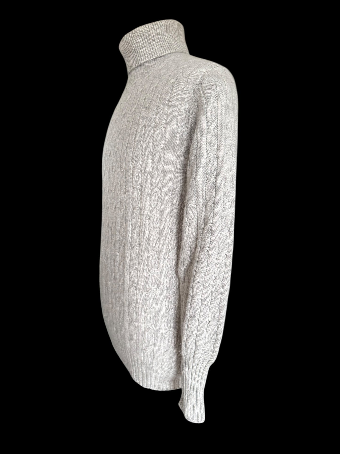N.Peal 007 100% Cashmere Cable Knit Jumper XL Roll Neck James Bond £345
