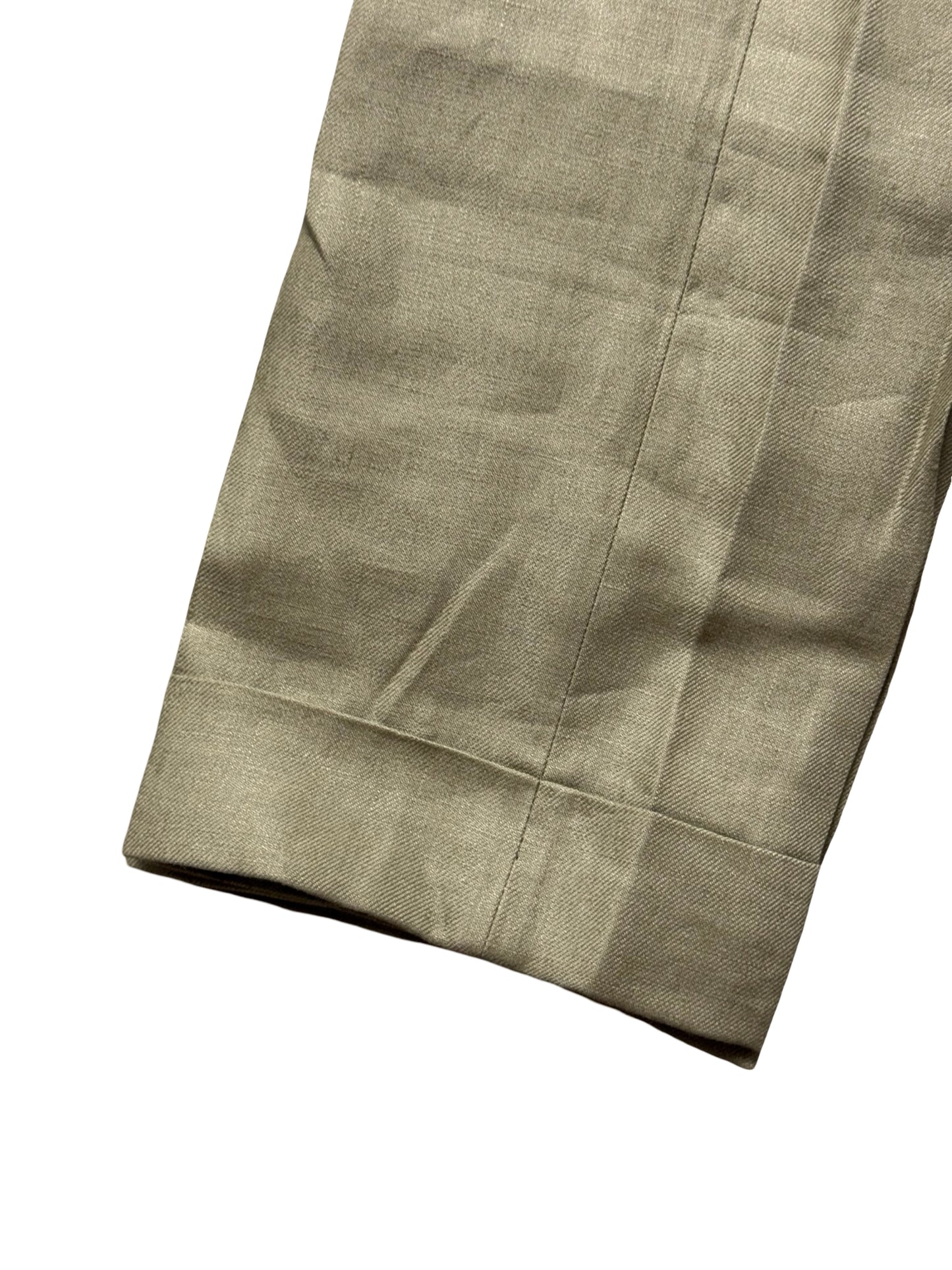 BNWT Natalino Single Pleat Khaki Linen Trousers IT44 W28-30” Baird Mcnutt RRP £200