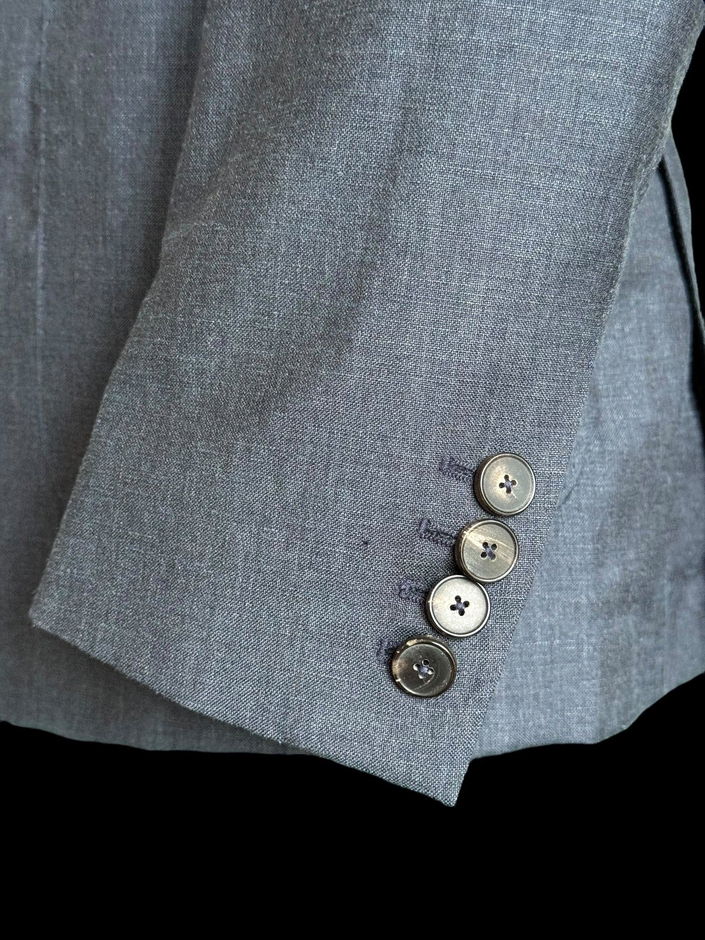 Men’s Reiss Double Breasted Suit 40R / W34” Slim Fit Wool Linen Silk Blue
