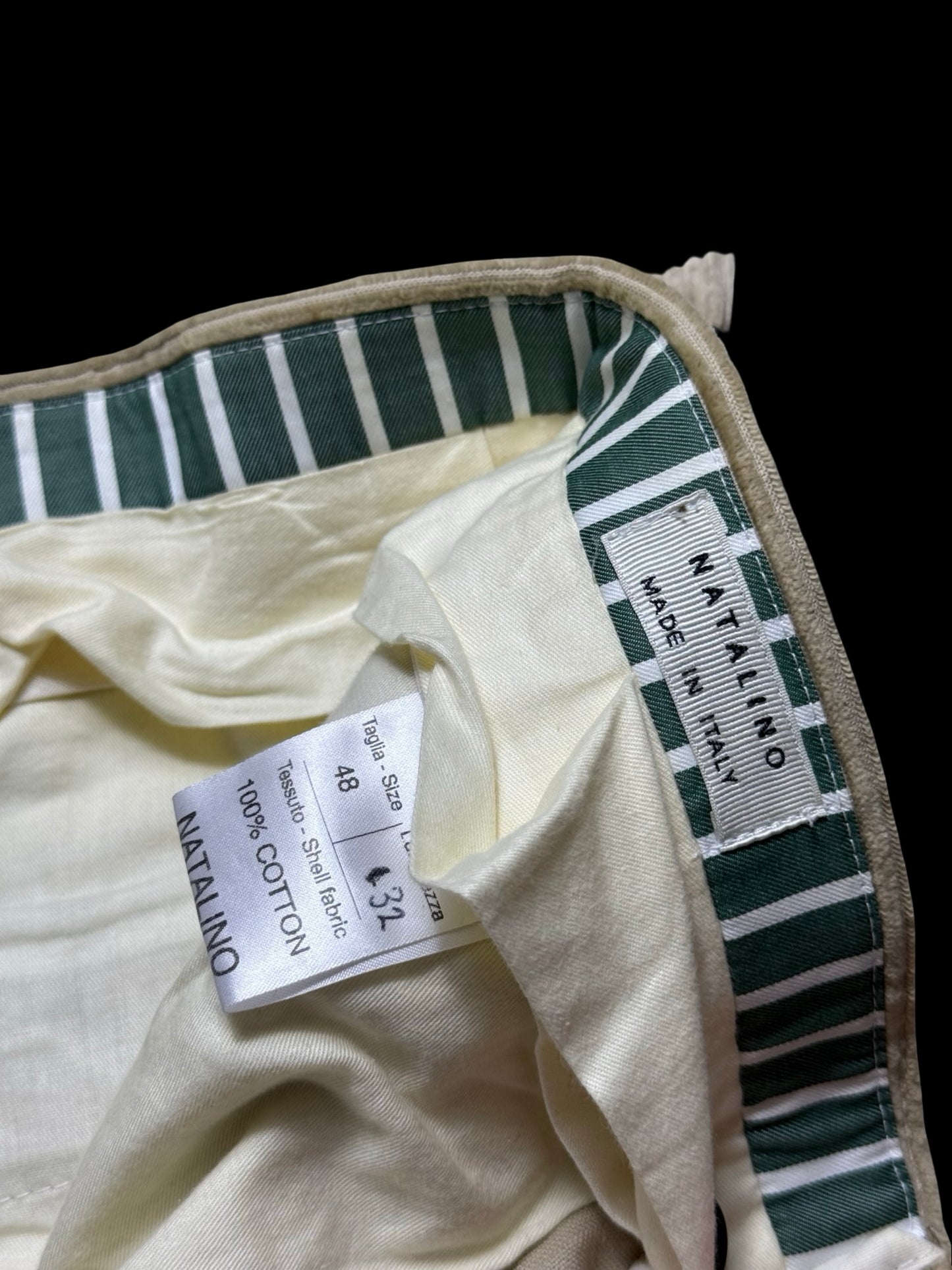 Natalino Beige Corduroy Pleat Front Trousers W32S RRP £185
