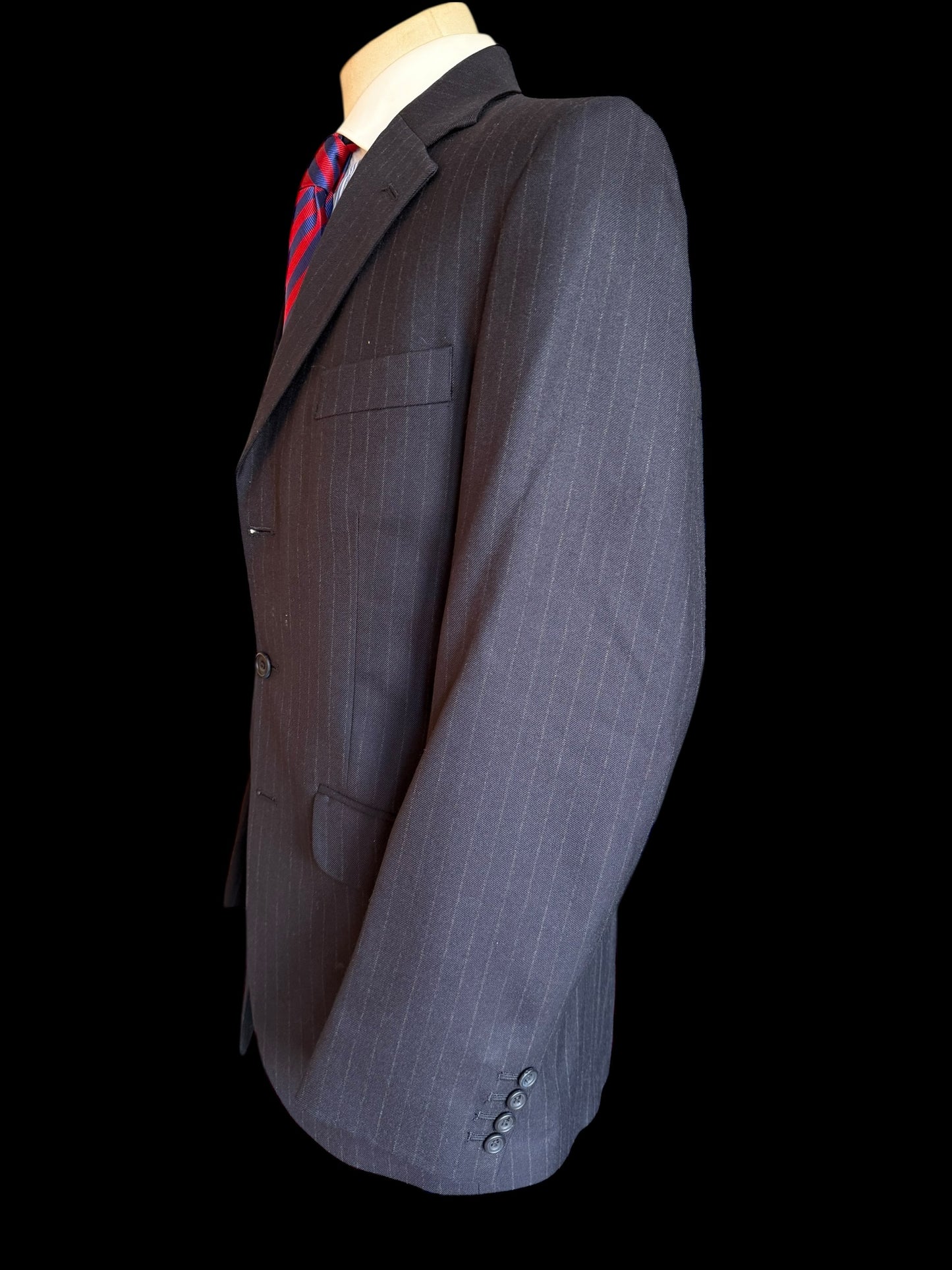 Pakeman Catto Carter Navy Chalk Stripe Suit 40L / W34” Pure Wool RRP £375