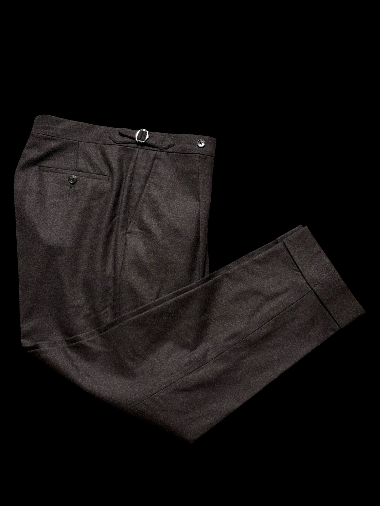 Men’s Natalino Brown Flannel Pleat Front Trousers W32S RRP £195