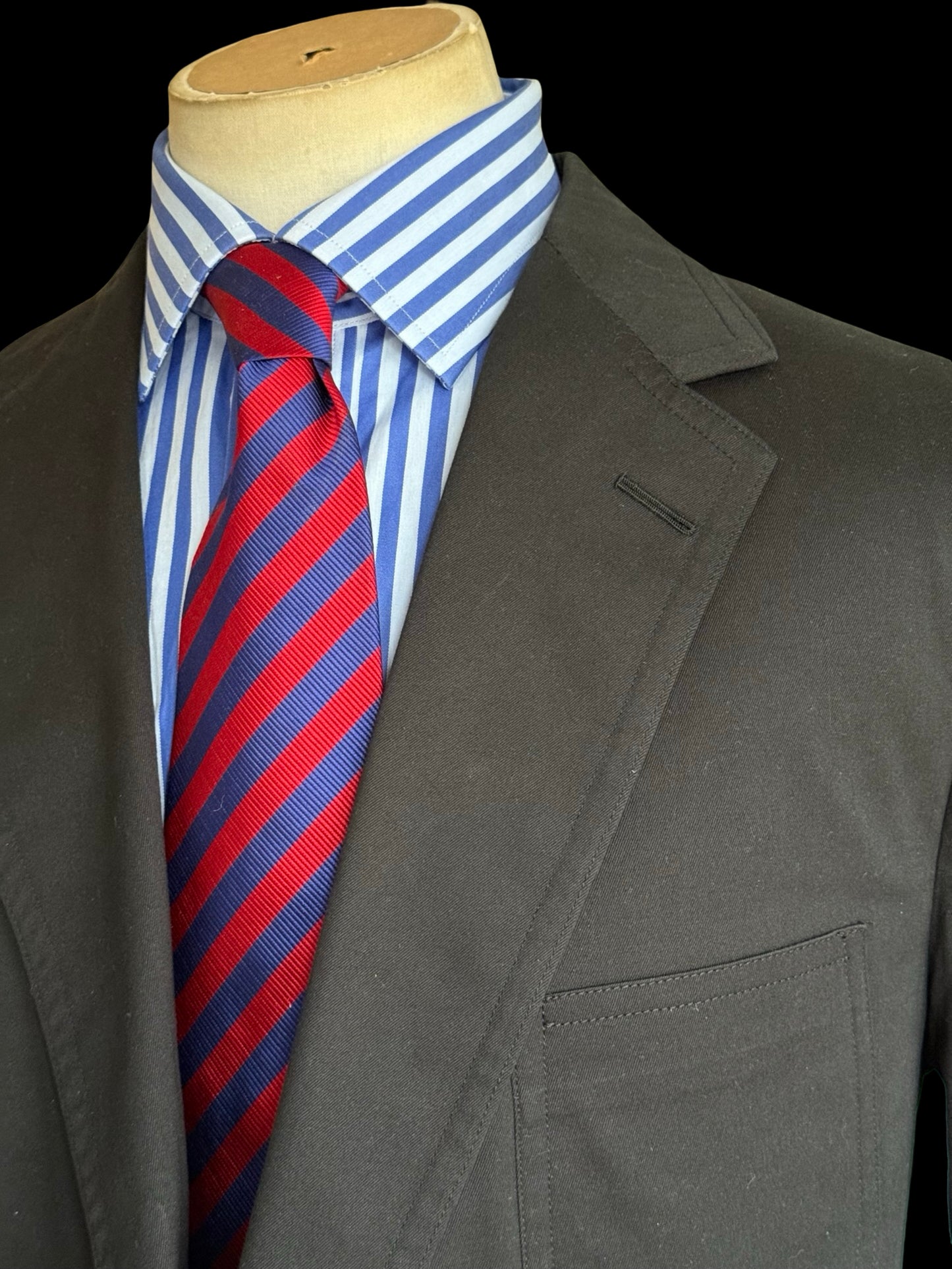 Welsh & Jefferies Savile Row Black Unstructured Sport Coat 44R Cotton