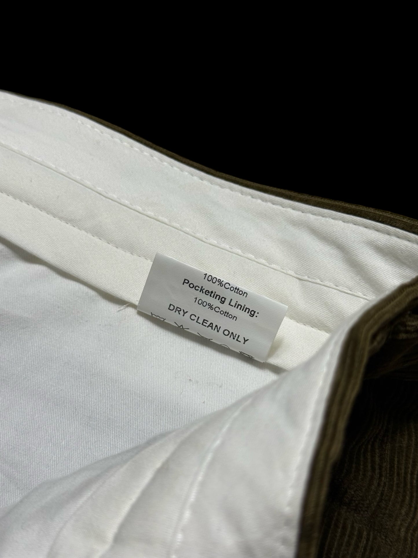 Natalino Moss Green Corduroy Pleat Front Trousers W30x30” RRP £185