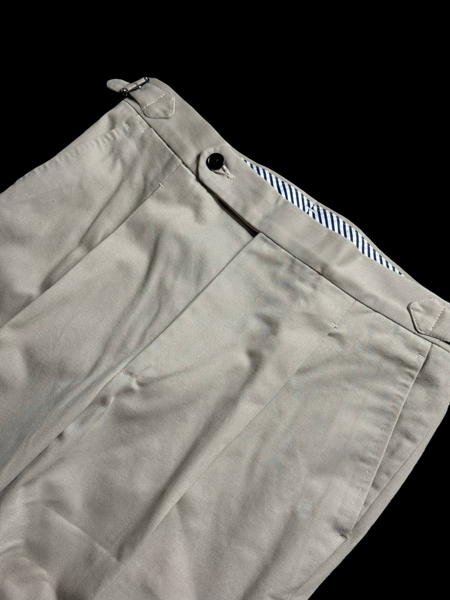 Natalino Sand Brushed Cotton Pleat Front Trousers W30S RRP £150