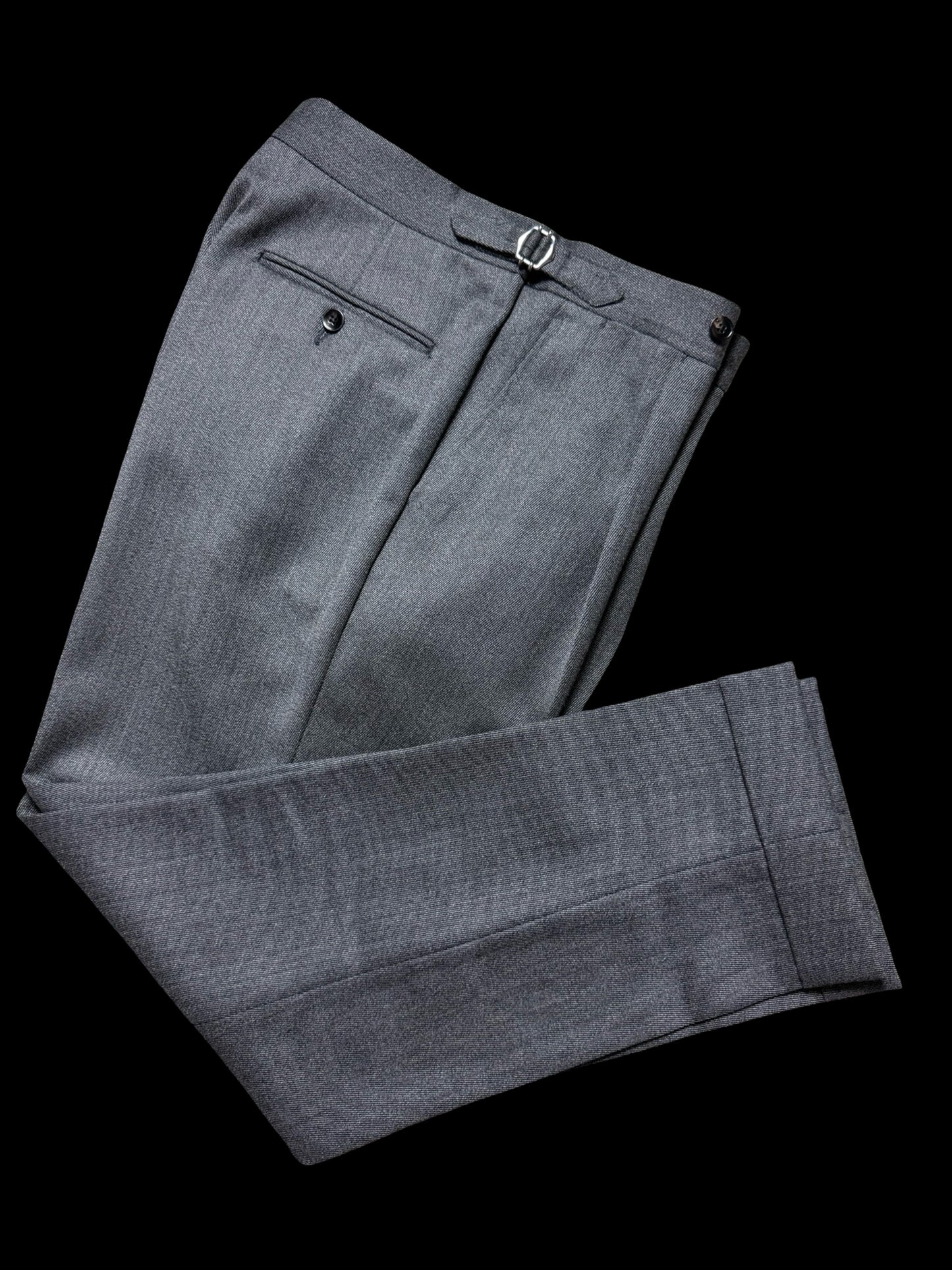 Men’s Natalino Grey Cavalry Wool Twill Pleat Front Trousers W32S RRP £205