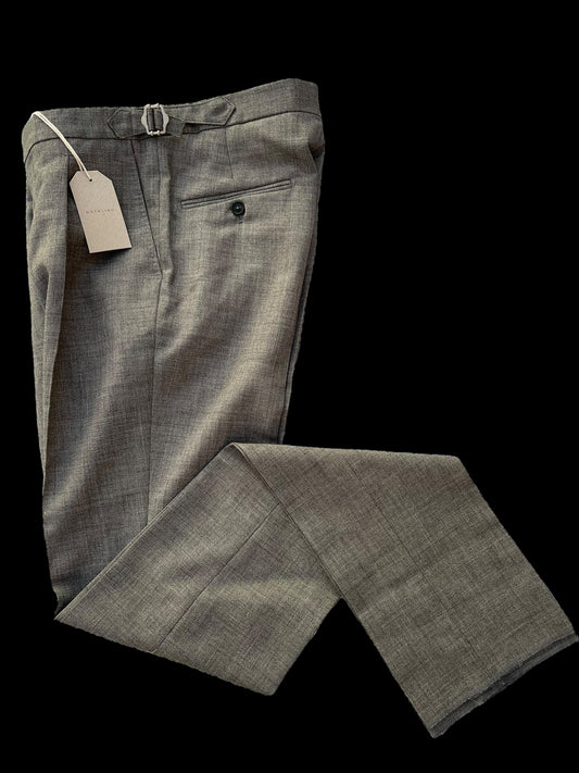 Natalino Single Pleat Tropical Wool Trousers 44 UK 28” Grey RRP £180