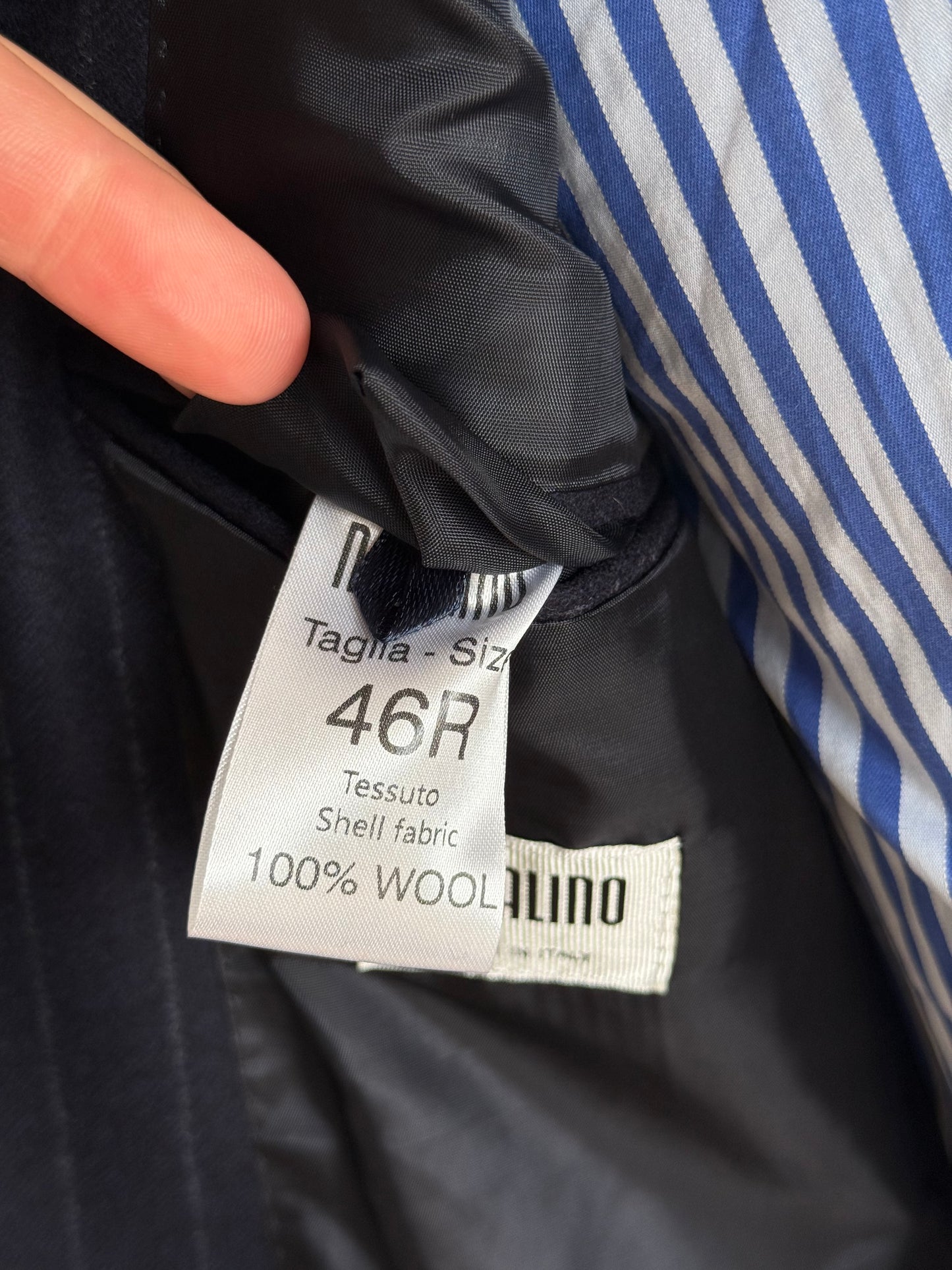 BNWT Natalino Navy Chalk Stripe Flannel Sport Jacket 36R RRP £470