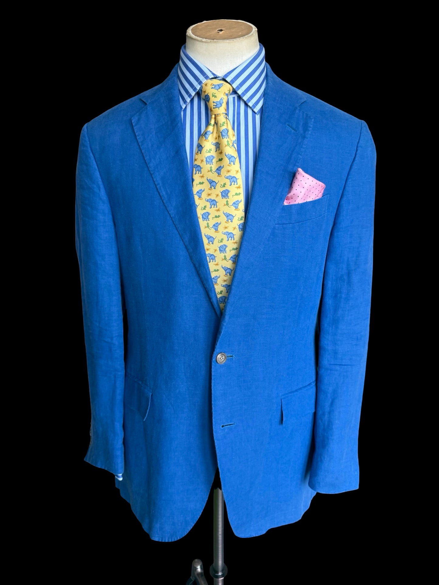 Polo Ralph Lauren Royal Blue Linen Suit 42L / W36” Made In Italy Rare