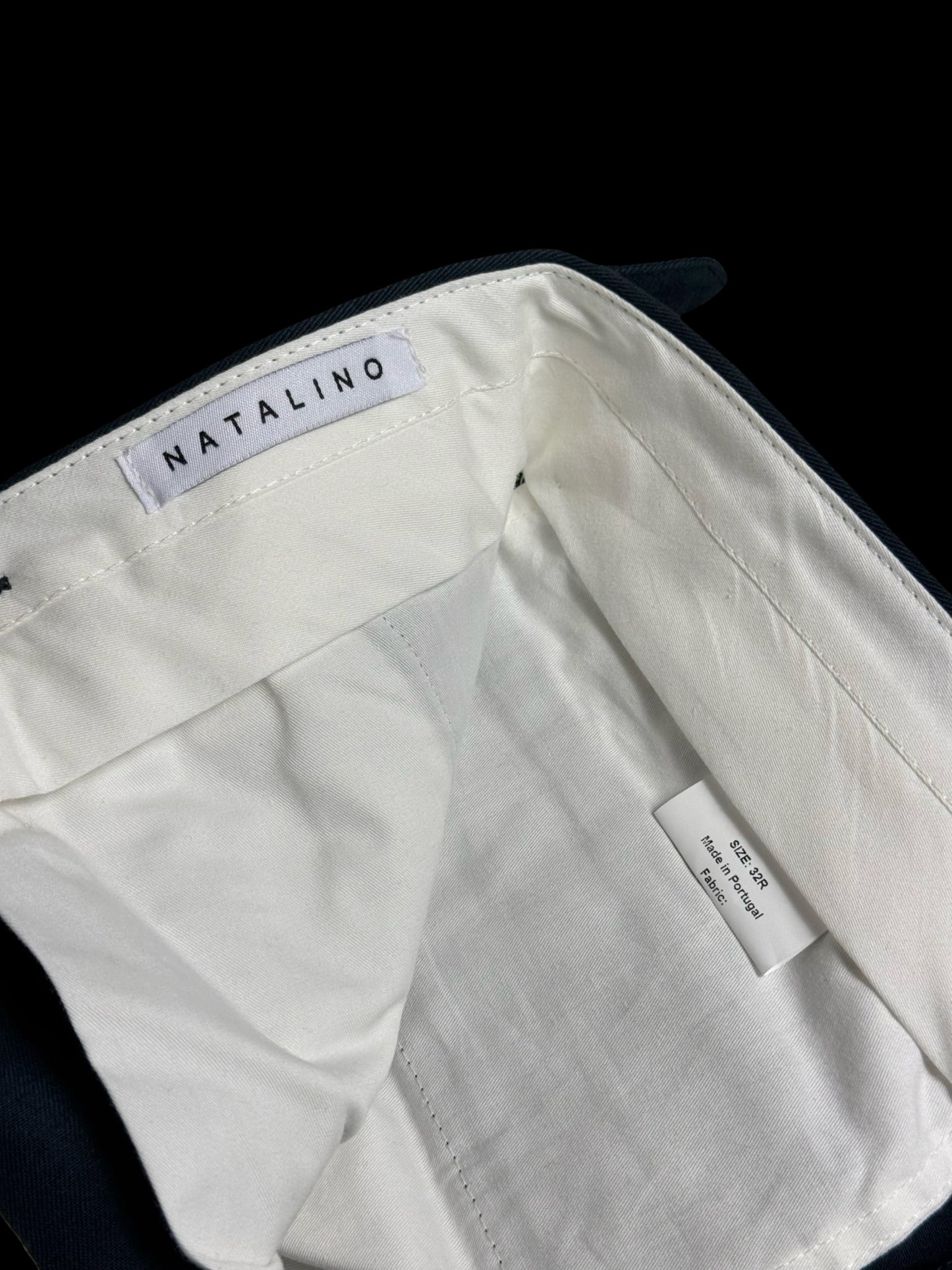 Natalino Navy Blue Cotton Drill Pleat Front Trousers W32R RRP £165