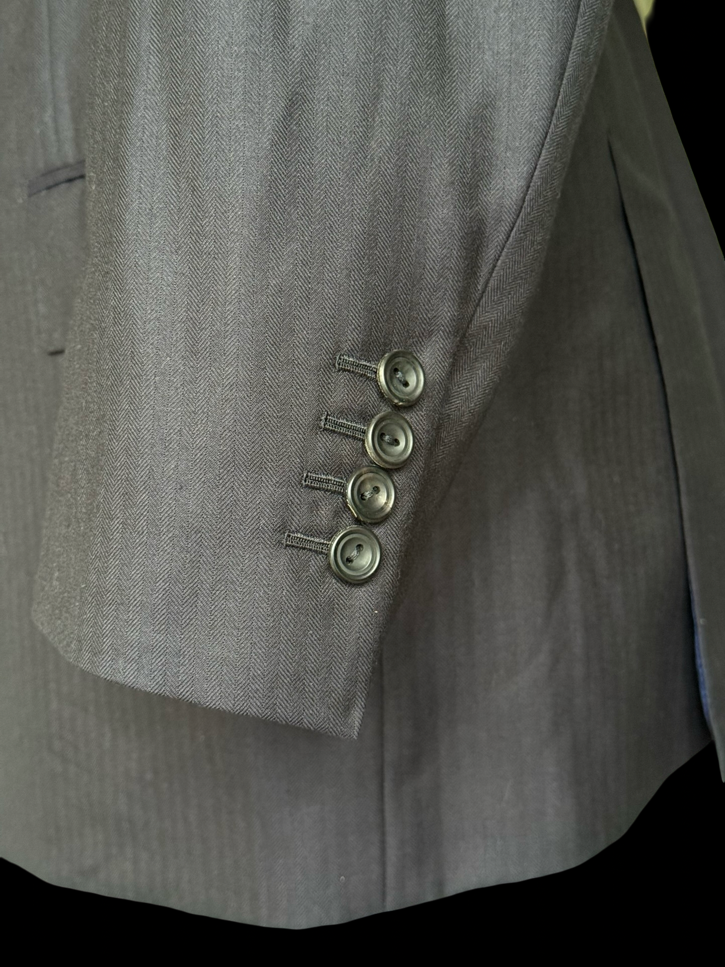 Bespoke Kent & Haste Savile Row Double Breasted Navy Herringbone Blazer 43R Pure Silk Lining