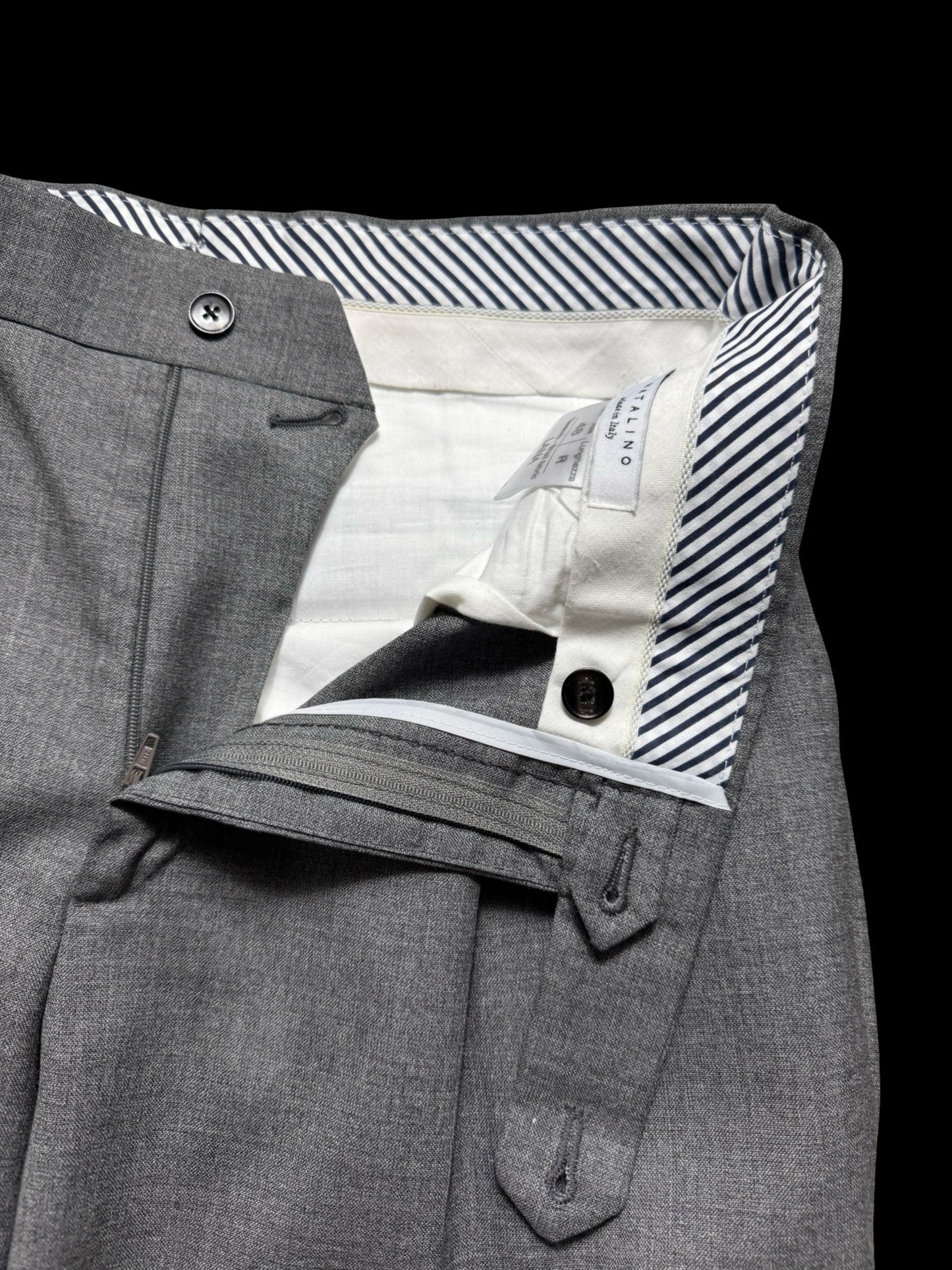 Men’s Natalino Light Grey Tropical Wool Pleat Front Trousers W32S RRP £195