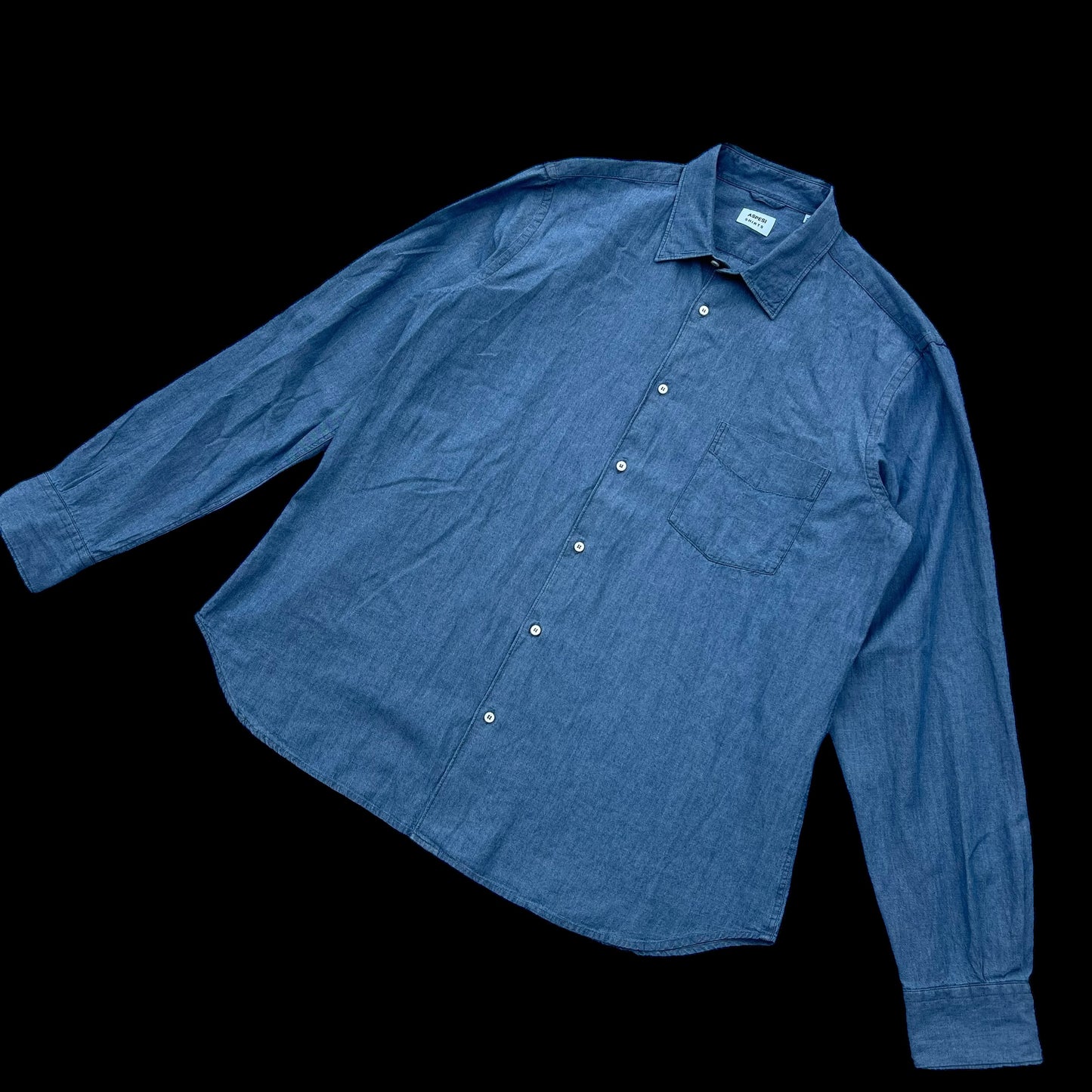 Mens Aspesi Chambray Shirt 17.5”Blue