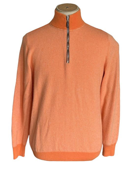 Men’s N. Peal Carnaby 1/4 Zip Cashmere Jumper Orange Size Large SS23 RRP £375