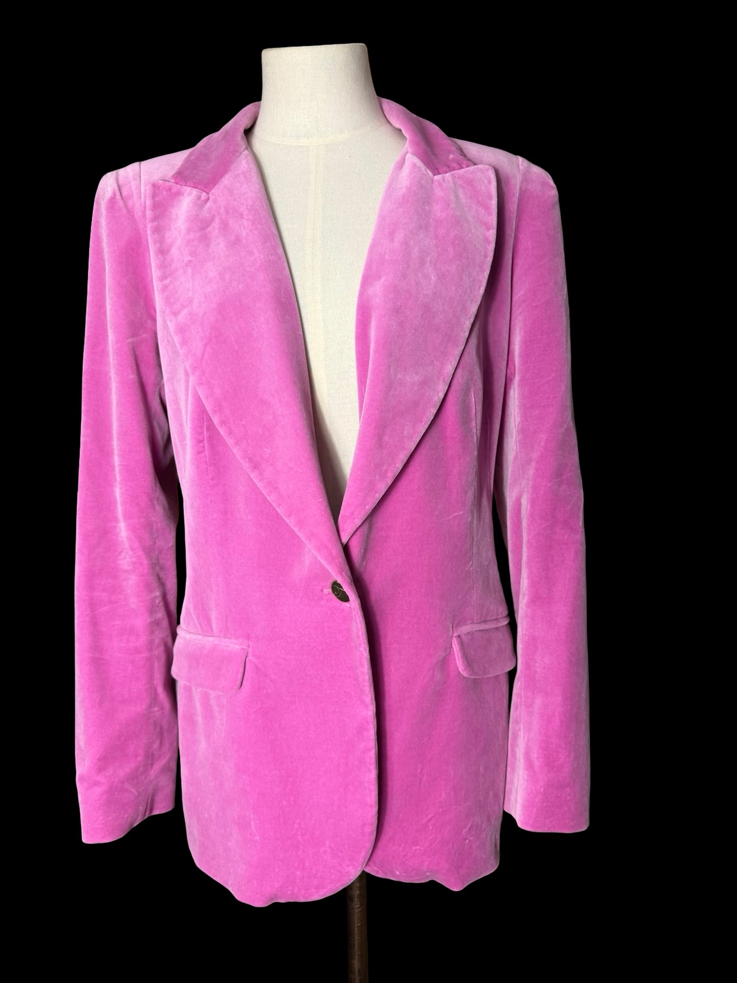 Alice Temperley Pink Velvet Suit UK14 / W28” Wide Leg Made In England
