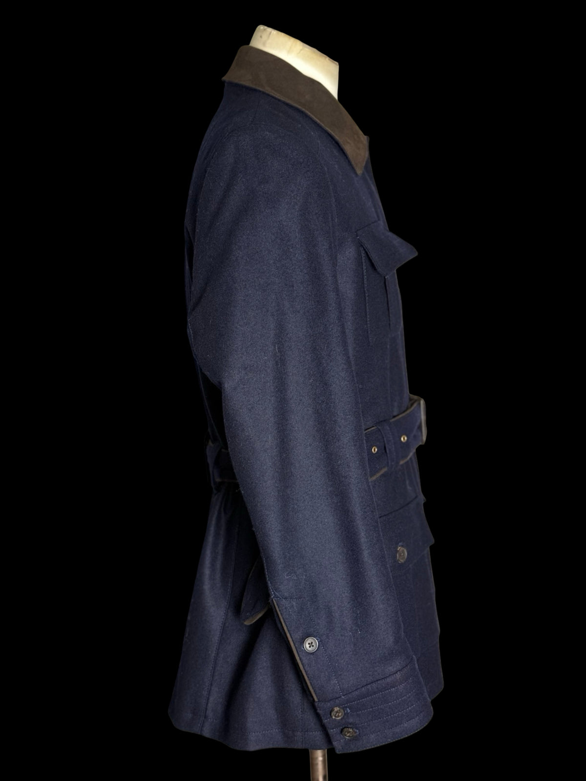 Women’s Purdey Loden Wool Safari Field Jacket Size 14 Navy Belted V.G.C