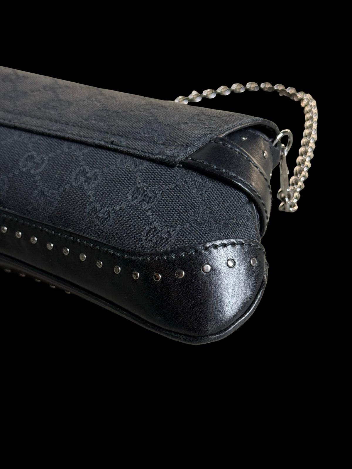 Gucci GG Canvas Horsebit Chain Shoulder Bag Clutch Bag Vintage Tom Ford Era