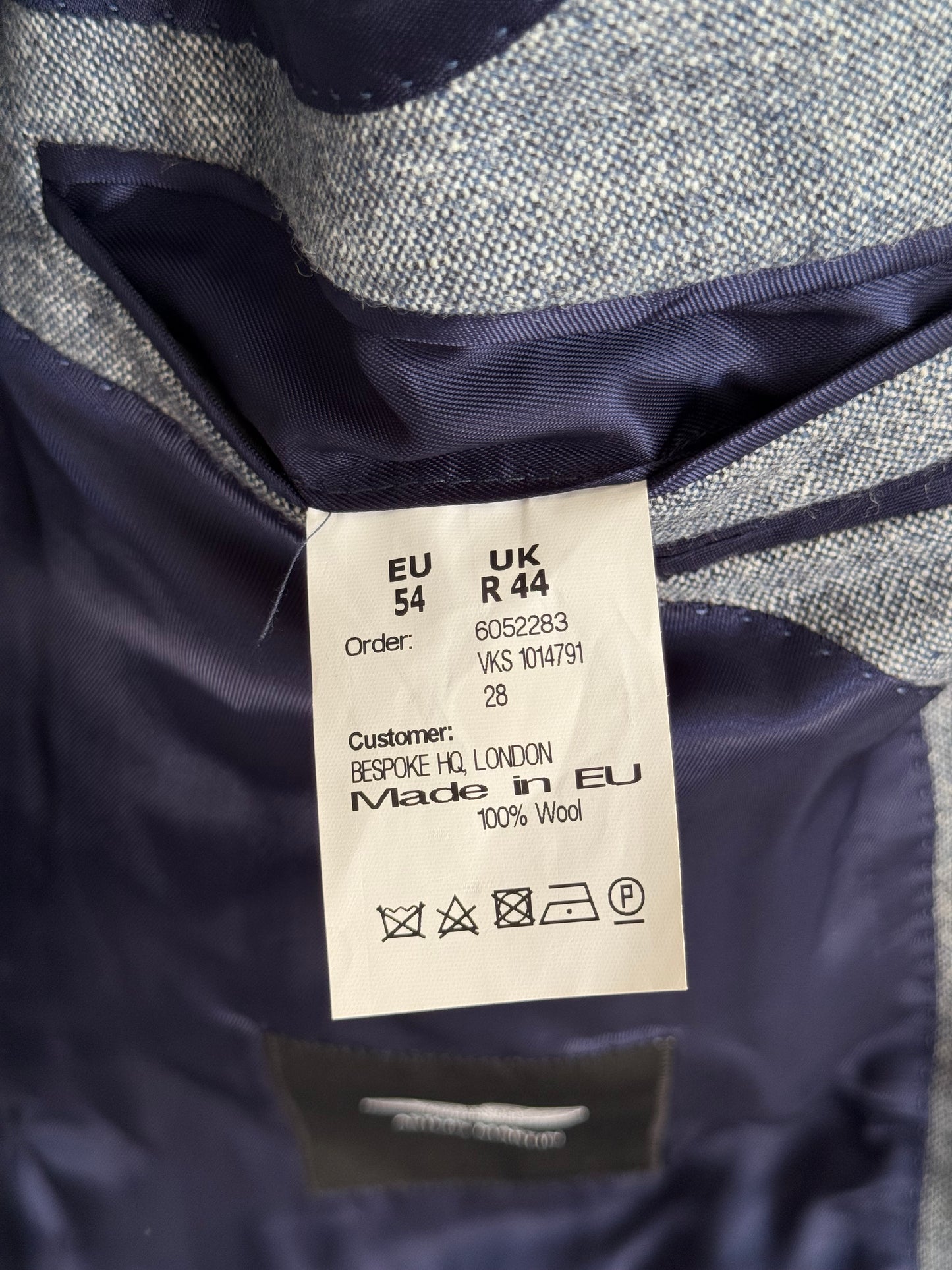 Men’s Bespoke Aston Martin Blue Tweed Sport Coat Size 44R