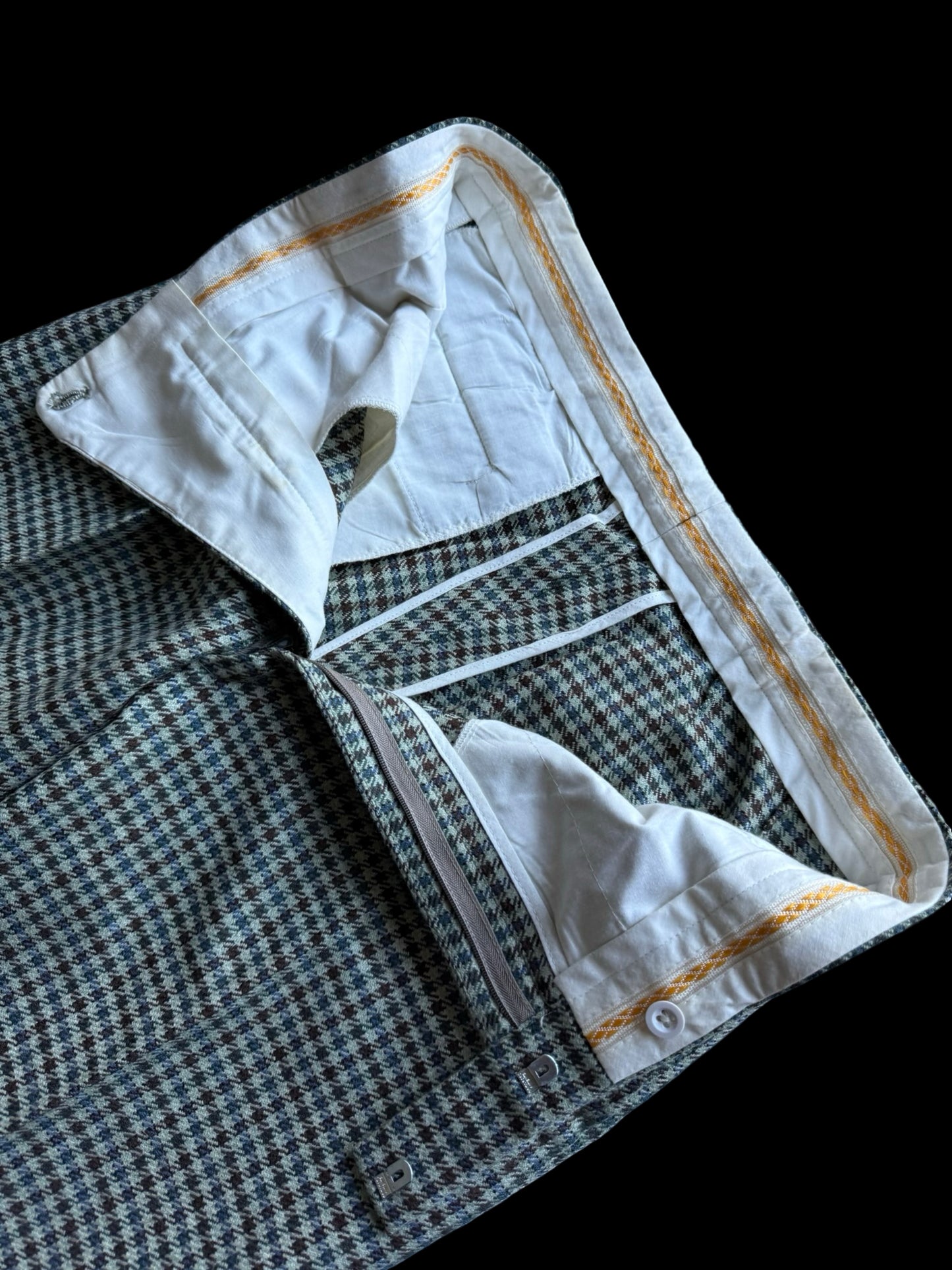 Vintage Bespoke 3 Piece Tweed Suit 40L / W34” Gun Club Check Scottish Tweed