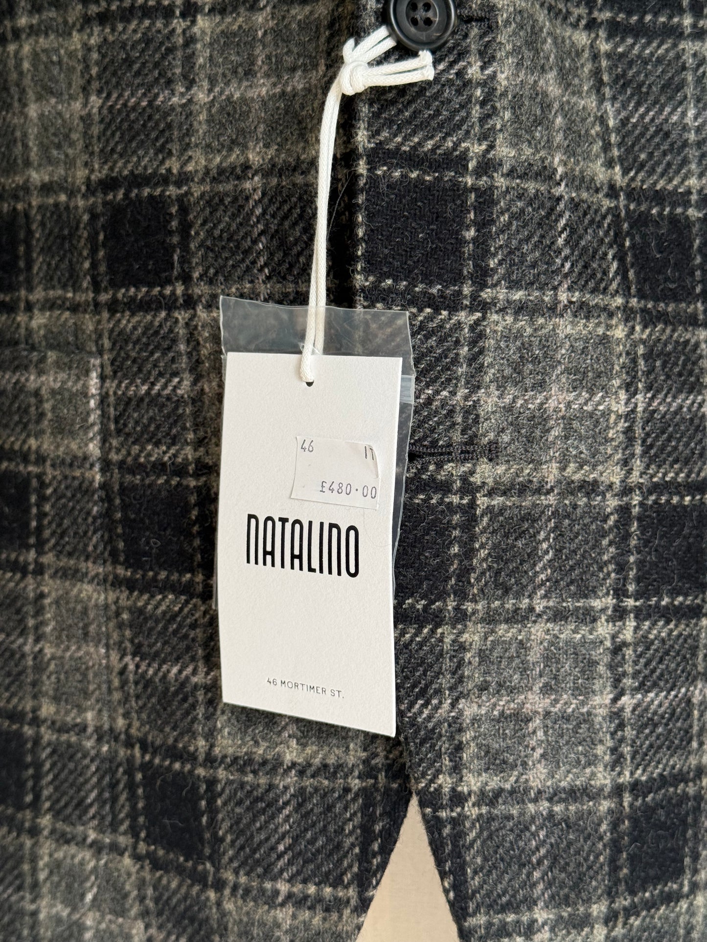 BNWT Natalino Check Tweed Sport Jacket 36R Moon Wool RRP £480