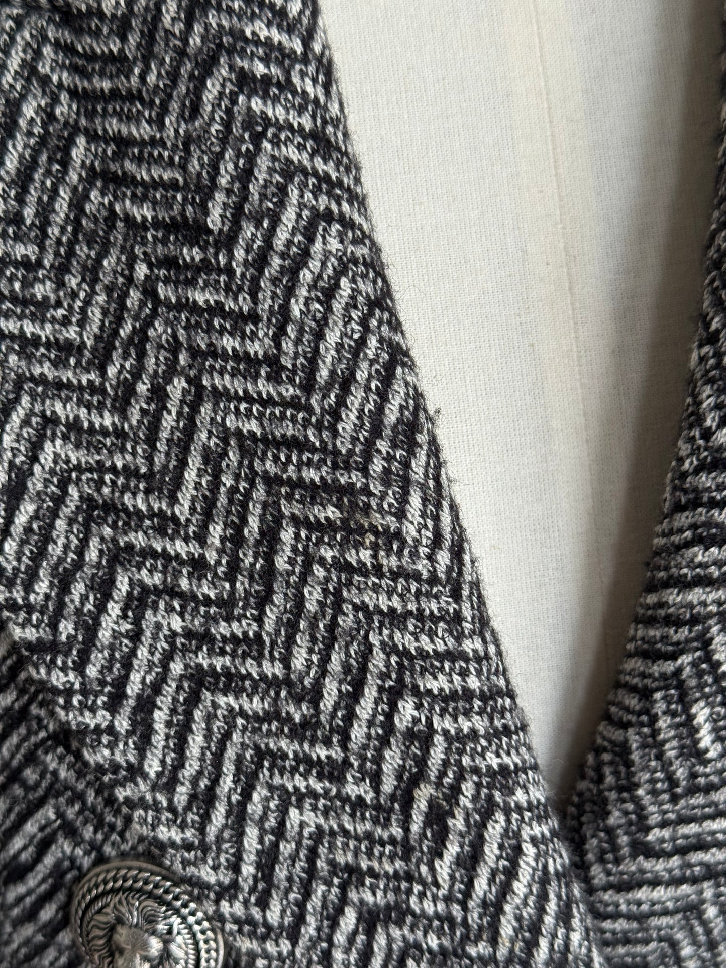 Balmain Double Breasted Black White Herringbone Tweed Fitted Blazer 44 RRP £2k+