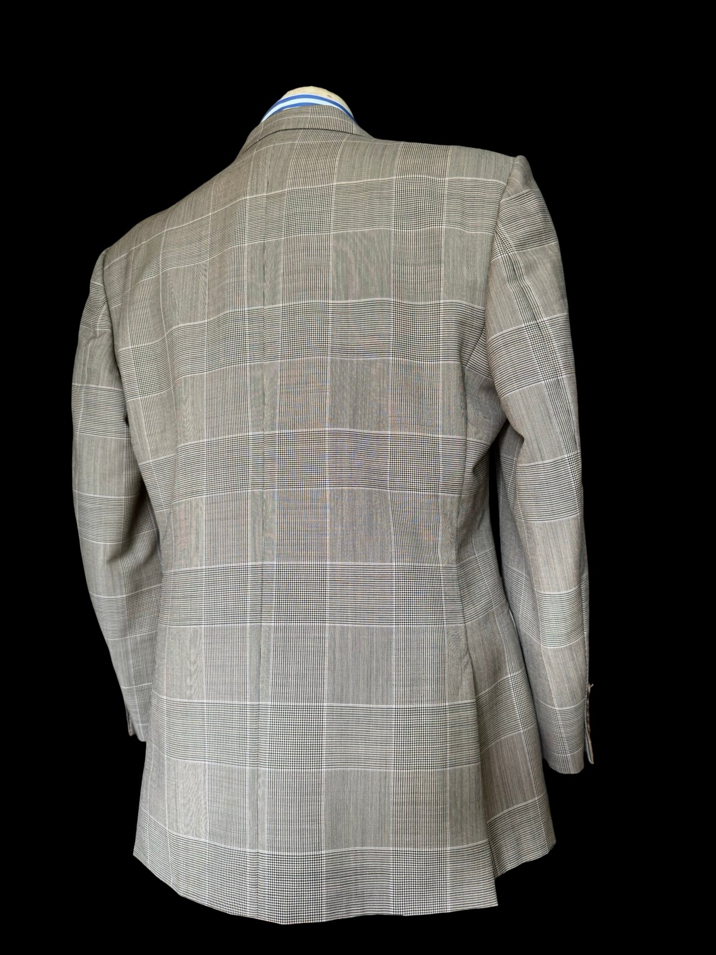 Chester Barrie Savile Row Grey Glen Plaid Check Suit 46R/ W40” Grey Wool Mohair