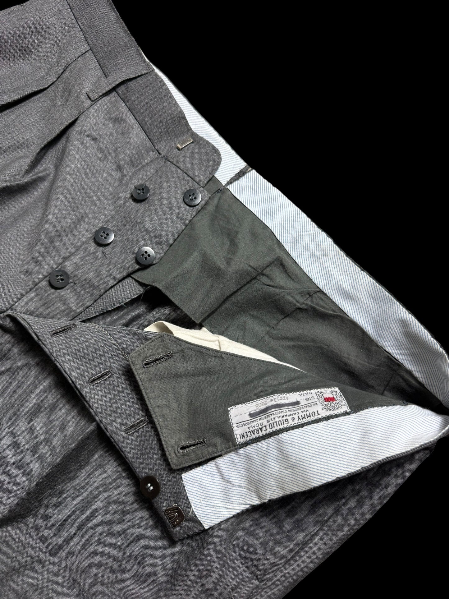 Bespoke Tommy Giulio Caraceni Grey Herringbone Suit 41S/ W34” Lightweight Wool