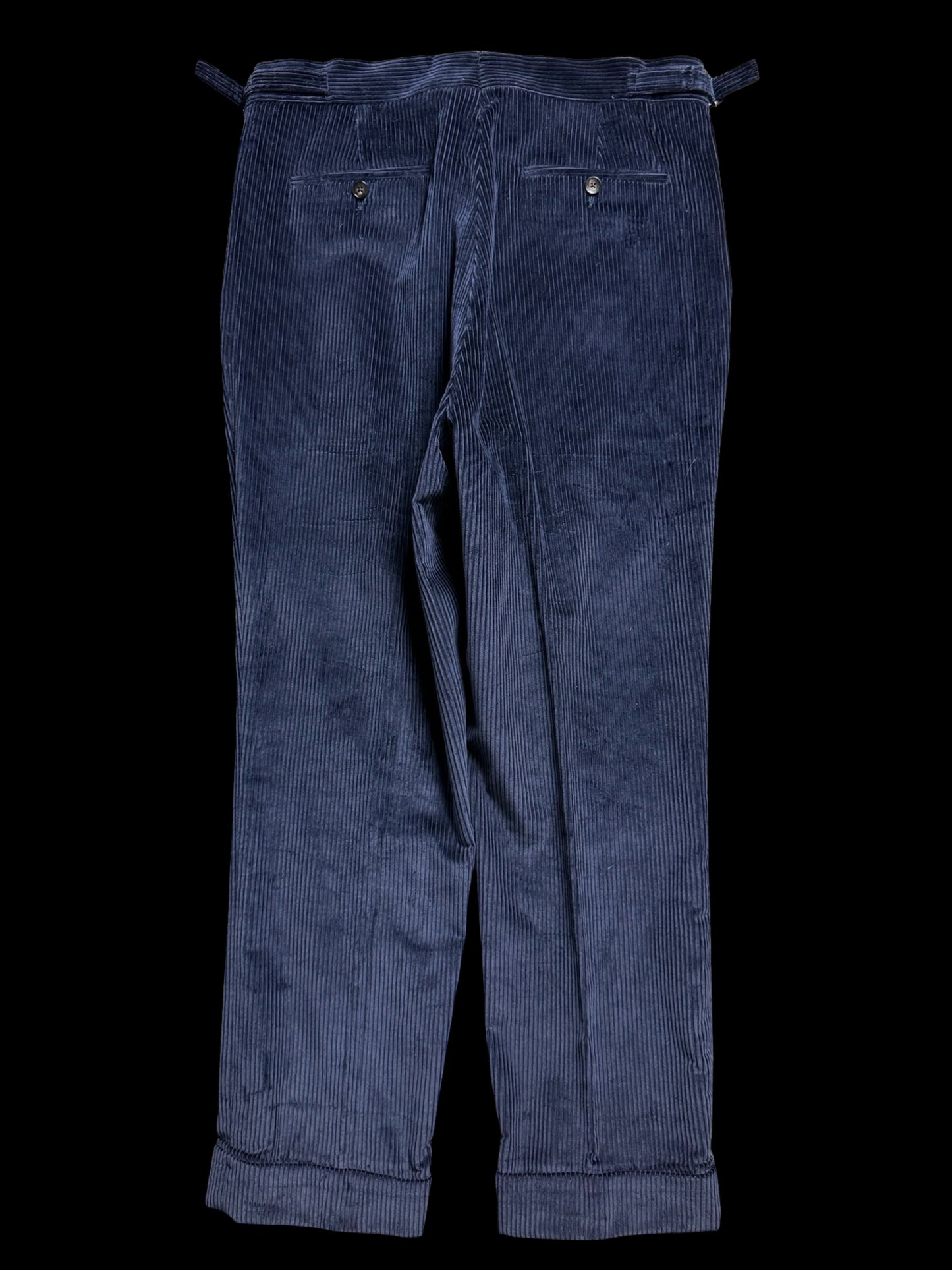 Natalino Navy Blue Corduroy Pleat Front Trousers W32S RRP £185