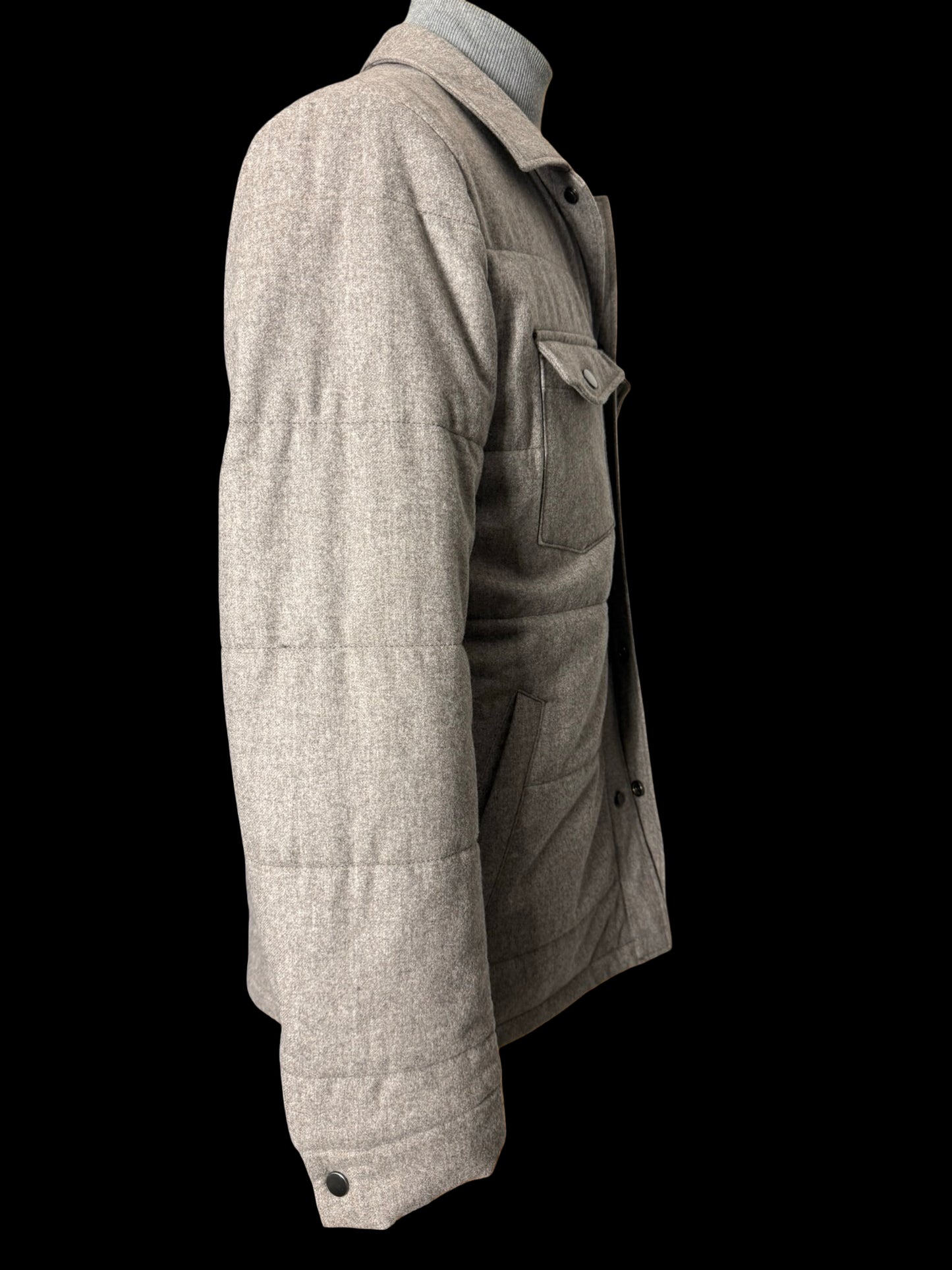 Men’s Barrington & Ayre Quilted Car Coat 38” VBC Flannel Wool Grey RRP £795