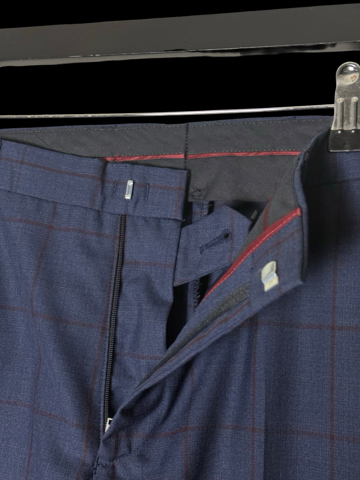 Men’s Hackett London Blue / Red Windowpane Check Suit 42R / W36R