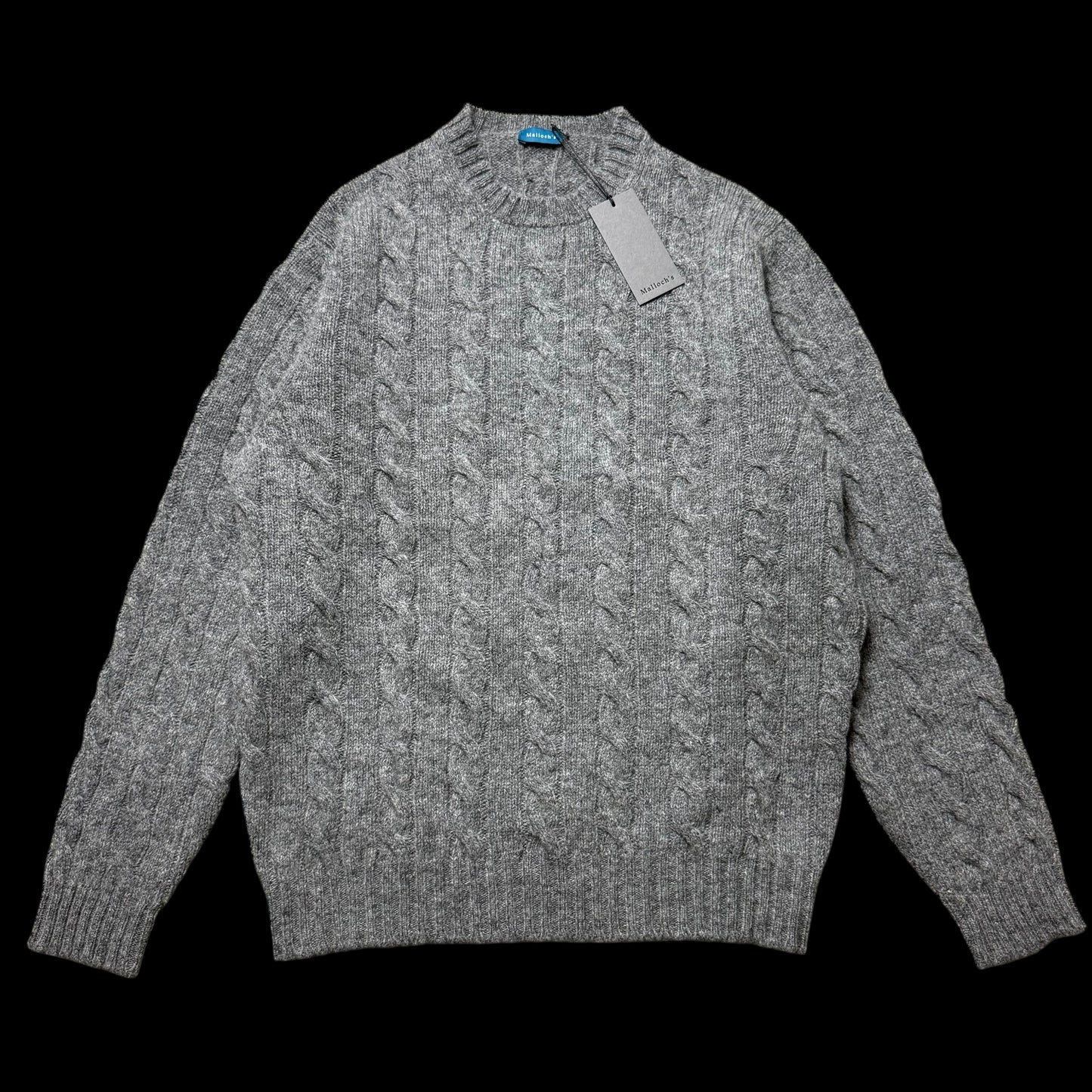 BNWT Malloch’s Douglas Cable-Knit Crew Neck Jumper Large Shetland Wool RRP £185