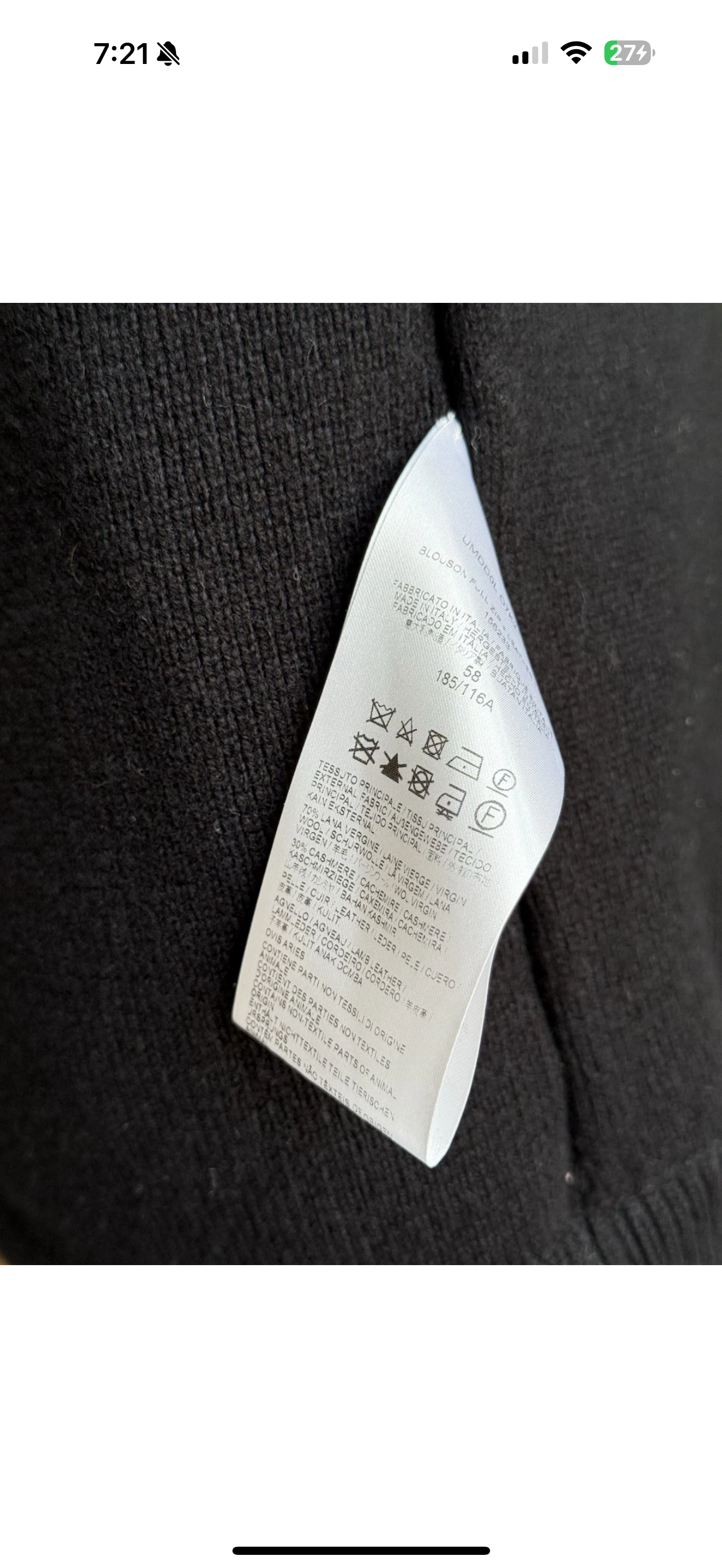 Men’s Brioni Leather Blouson Jacket Knitted Sleeves Size 58