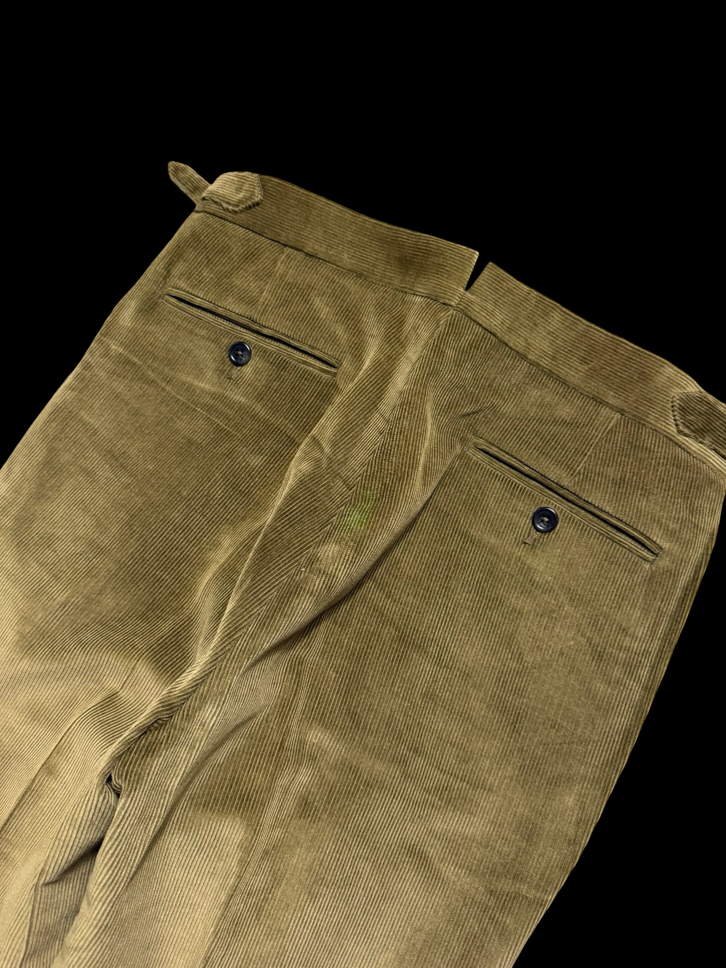 Natalino Moss Green Corduroy Pleat Front Trousers W30x30” RRP £185