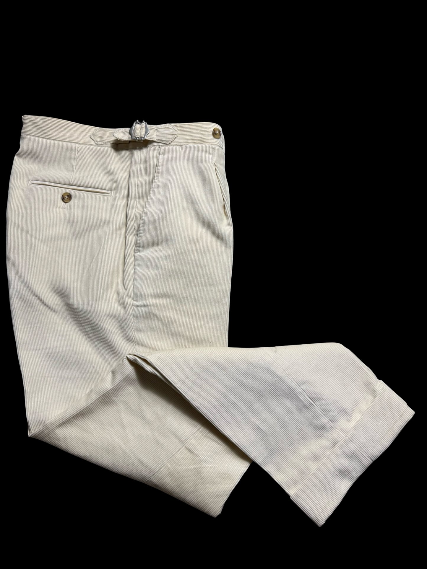 Natalino Off White Corduroy Pleat Front Trousers W30S RRP £180