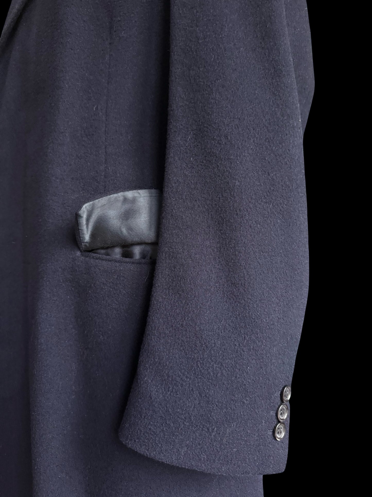 Gieves & Hawkes Navy Wool & Cashmere Overcoat 40L Made In England Savile Row