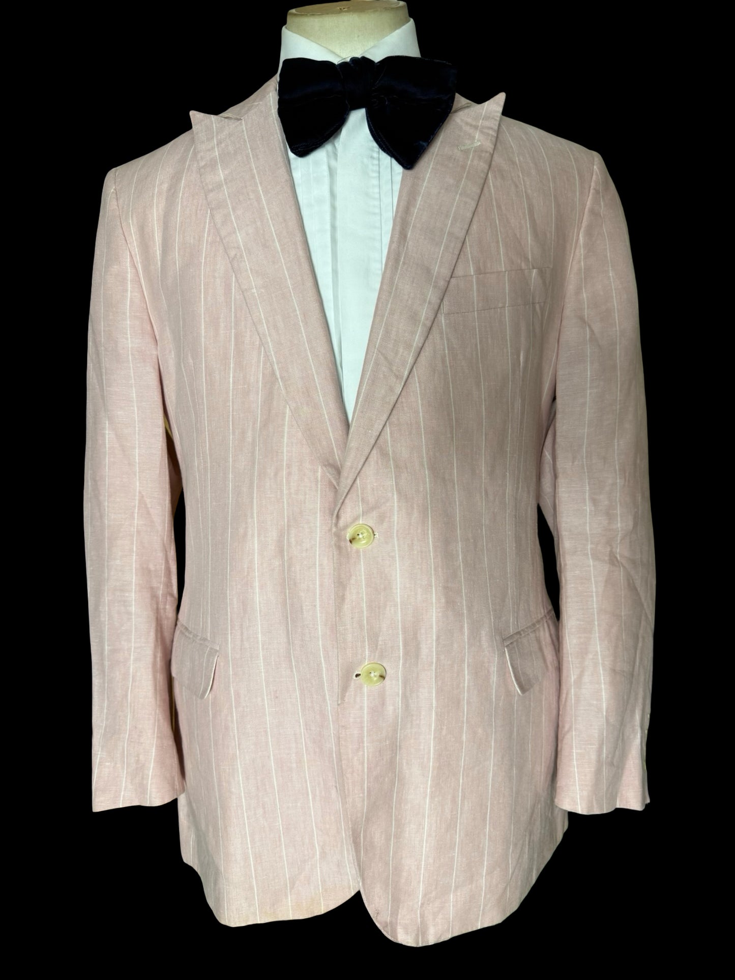 Brooks Brothers X Gatsby Pink Linen Pinstripe Suit 42R / W36R Made In USA Rare