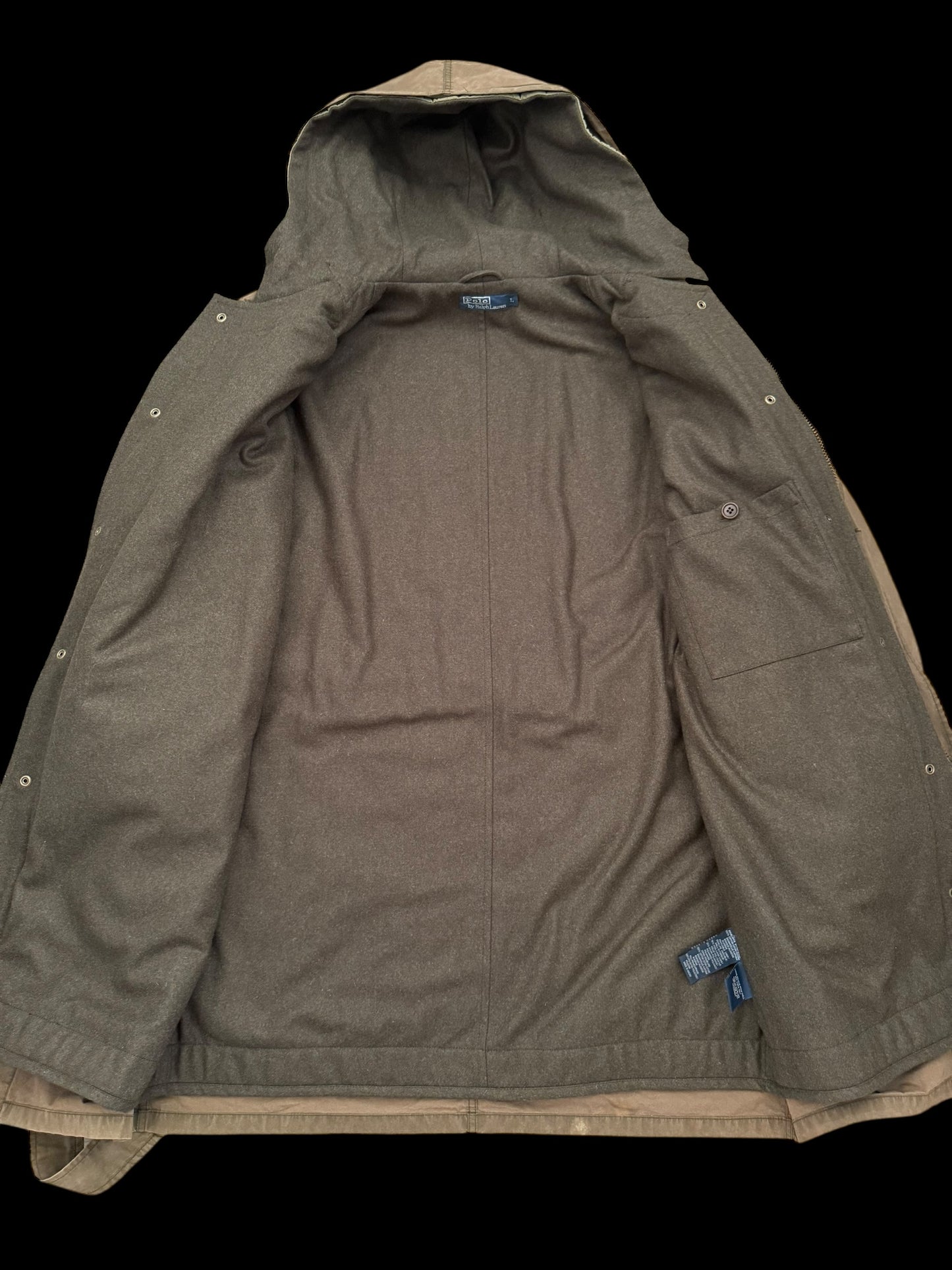 Vintage Polo Ralph Lauren M-47 Military Style Parka Size Large Belted & Liner