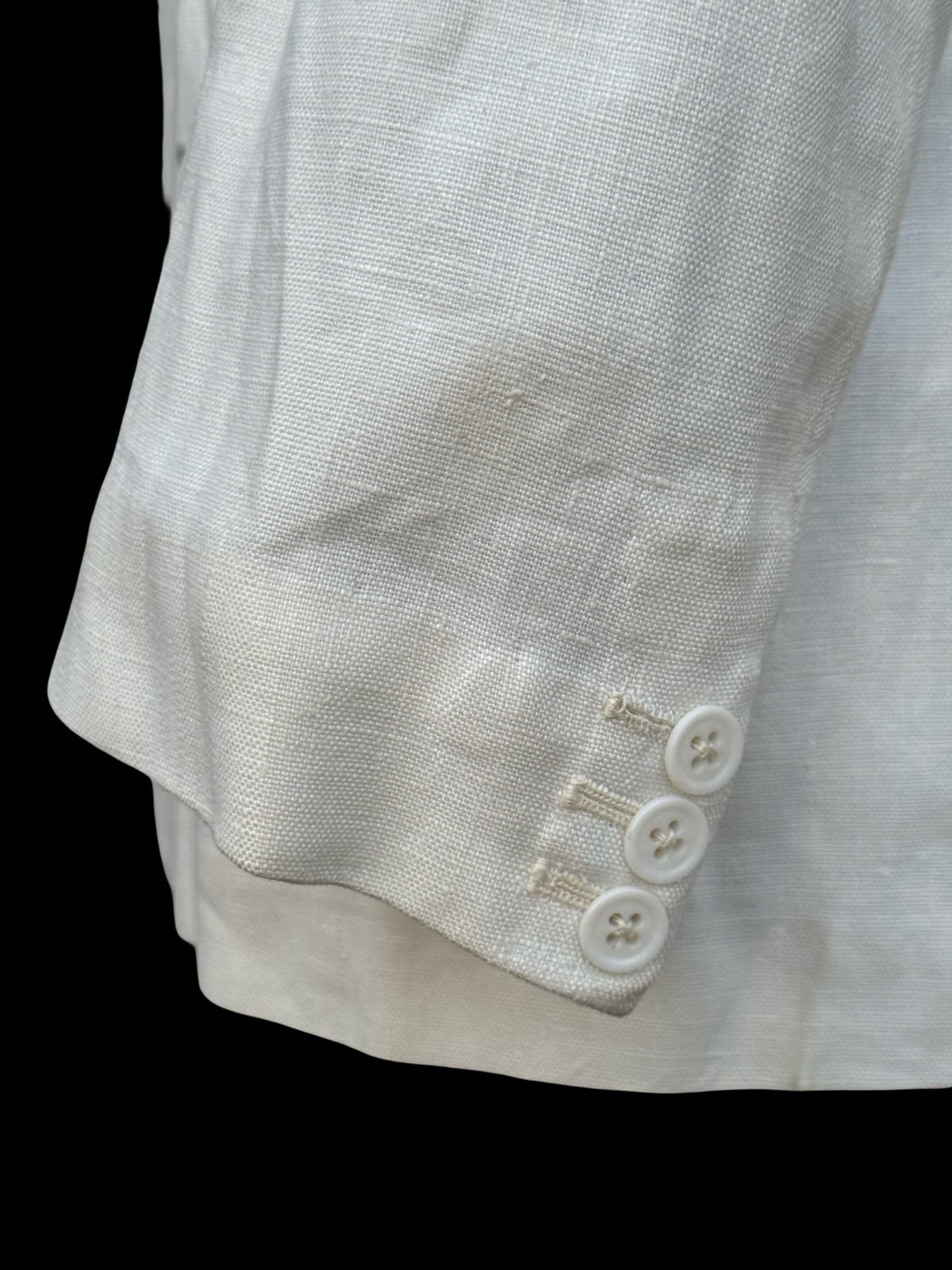 Men’s Alkit 1950’s Bespoke White Linen Double Breasted Blazer 40S Savile Row