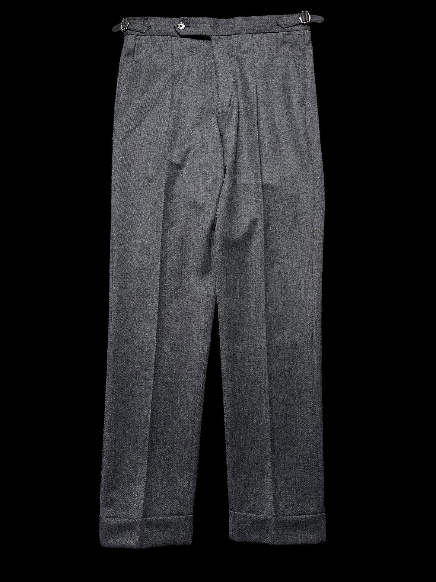 Natalino Single Pleat Front Trousers Wool Cavalry Twill 32” Grey