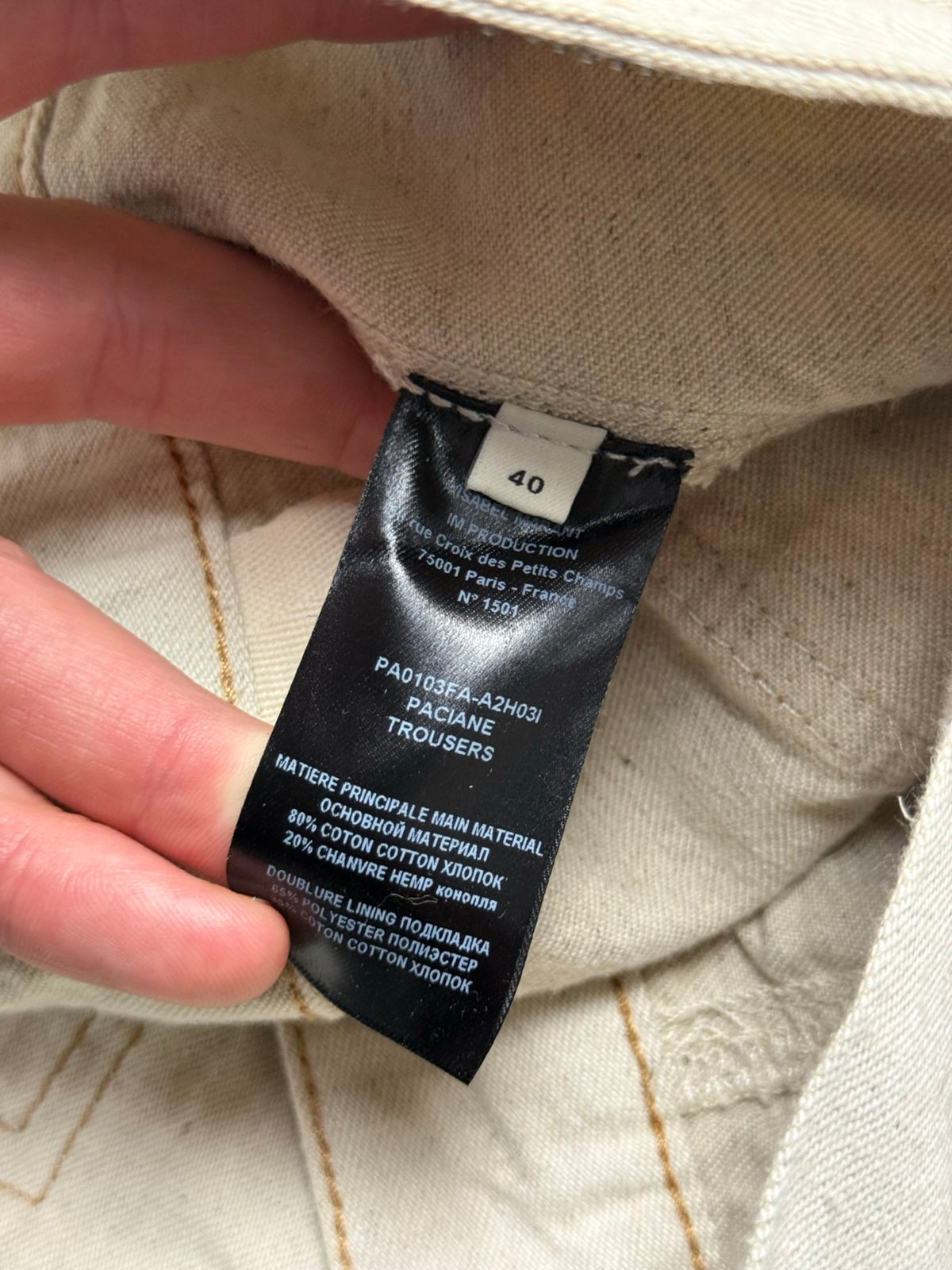 Isabel Marant Paciane Trousers Size 40 UK12 Beige Cotton & Hemp Cargo Trousers