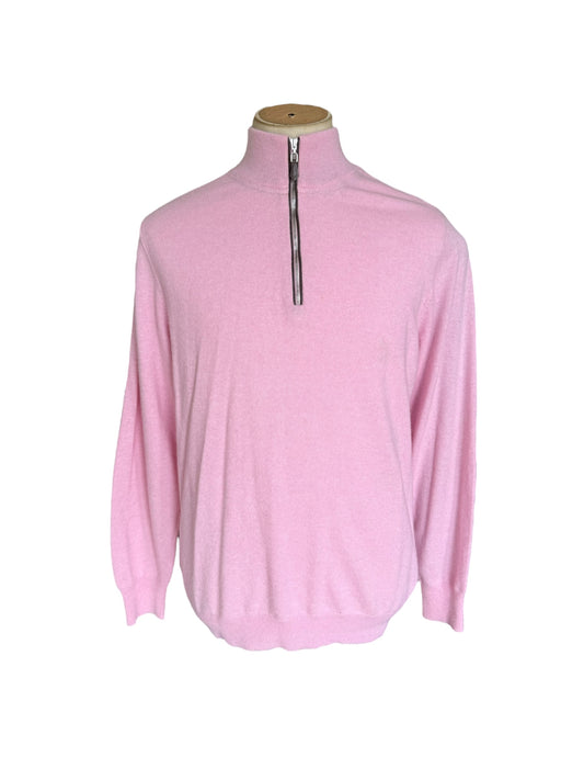 Men’s N. Peal Carnaby 1/4 Zip Cashmere Jumper Pink Size Large SS22 RRP £375
