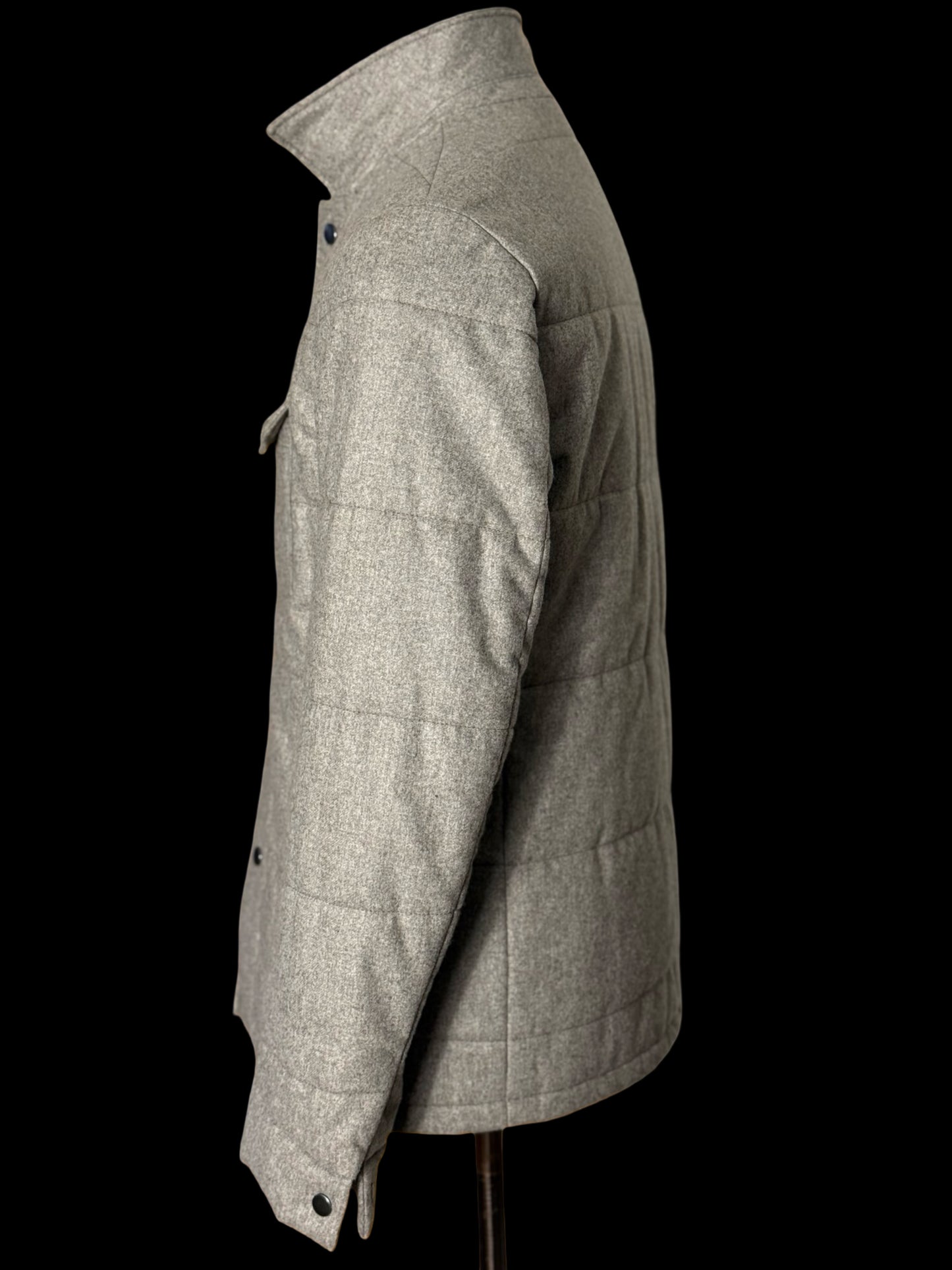 Men’s Barrington & Ayre Quilted Car Coat 38” VBC Flannel Wool Grey RRP £795