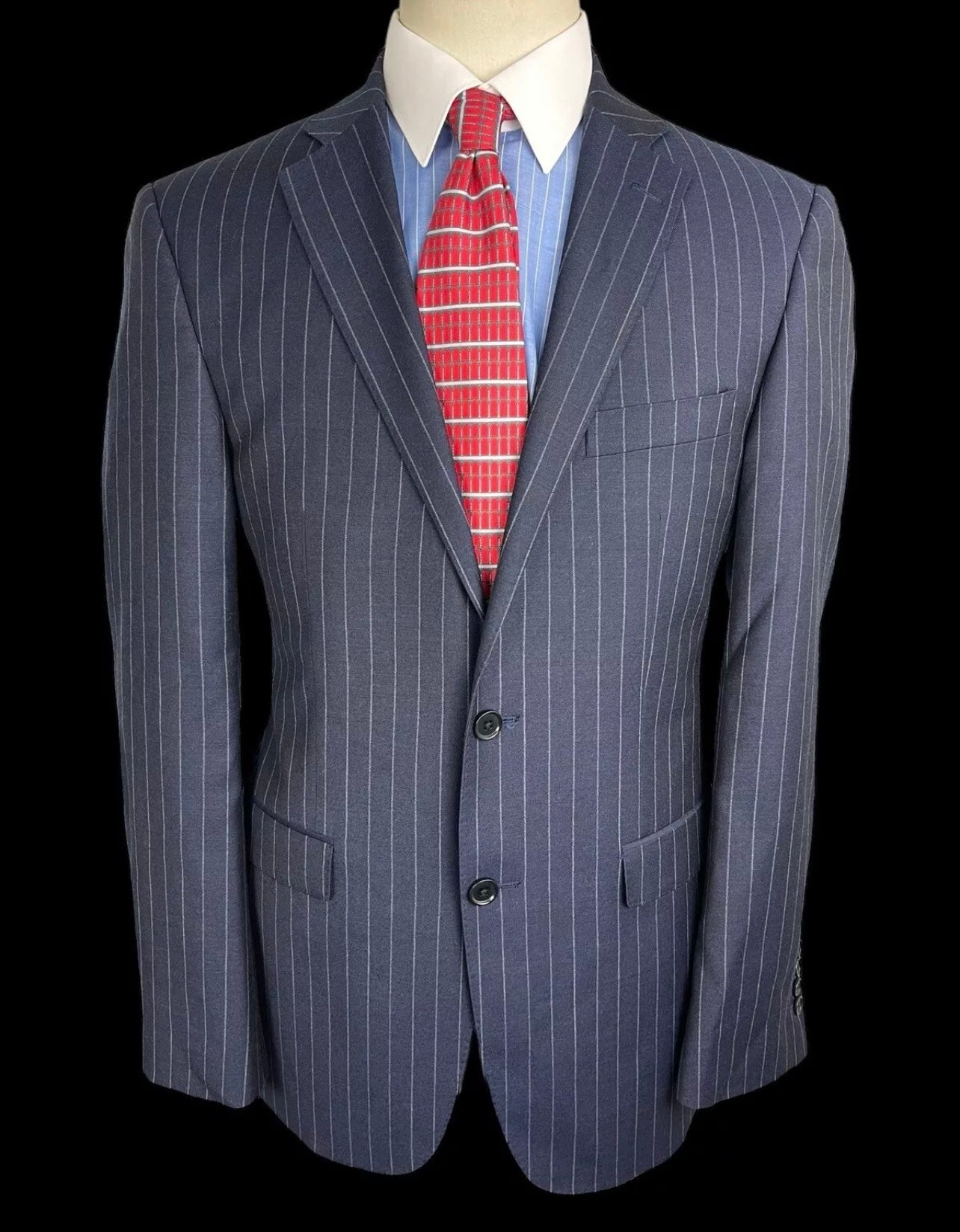 Hawes & Curtis Navy Chalkstripe Suit 40R / 36R