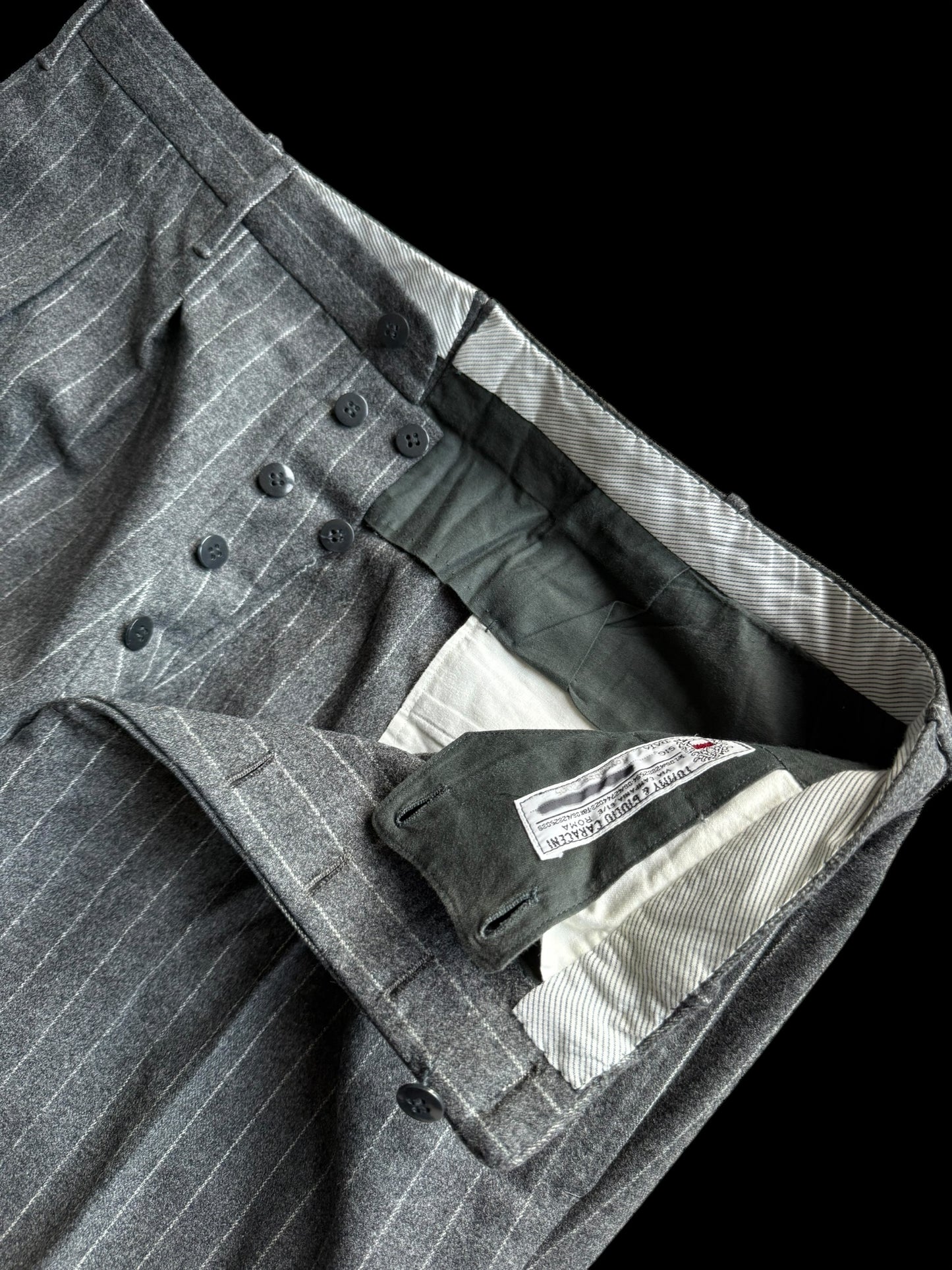 Bespoke Tommy Giulio Caraceni Grey Flannel Suit 42S/ W34 Chalk Stripe 40’s Style