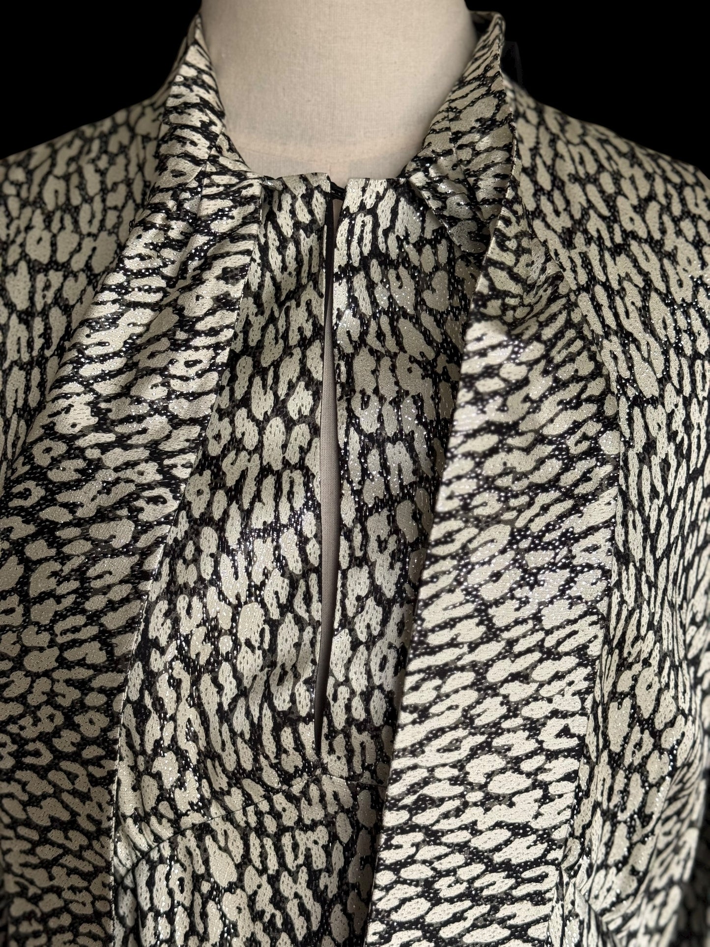 BNWT Saint Laurent Leopard Print Lam Silk Mini Evening Dress 44 RRP $2,290